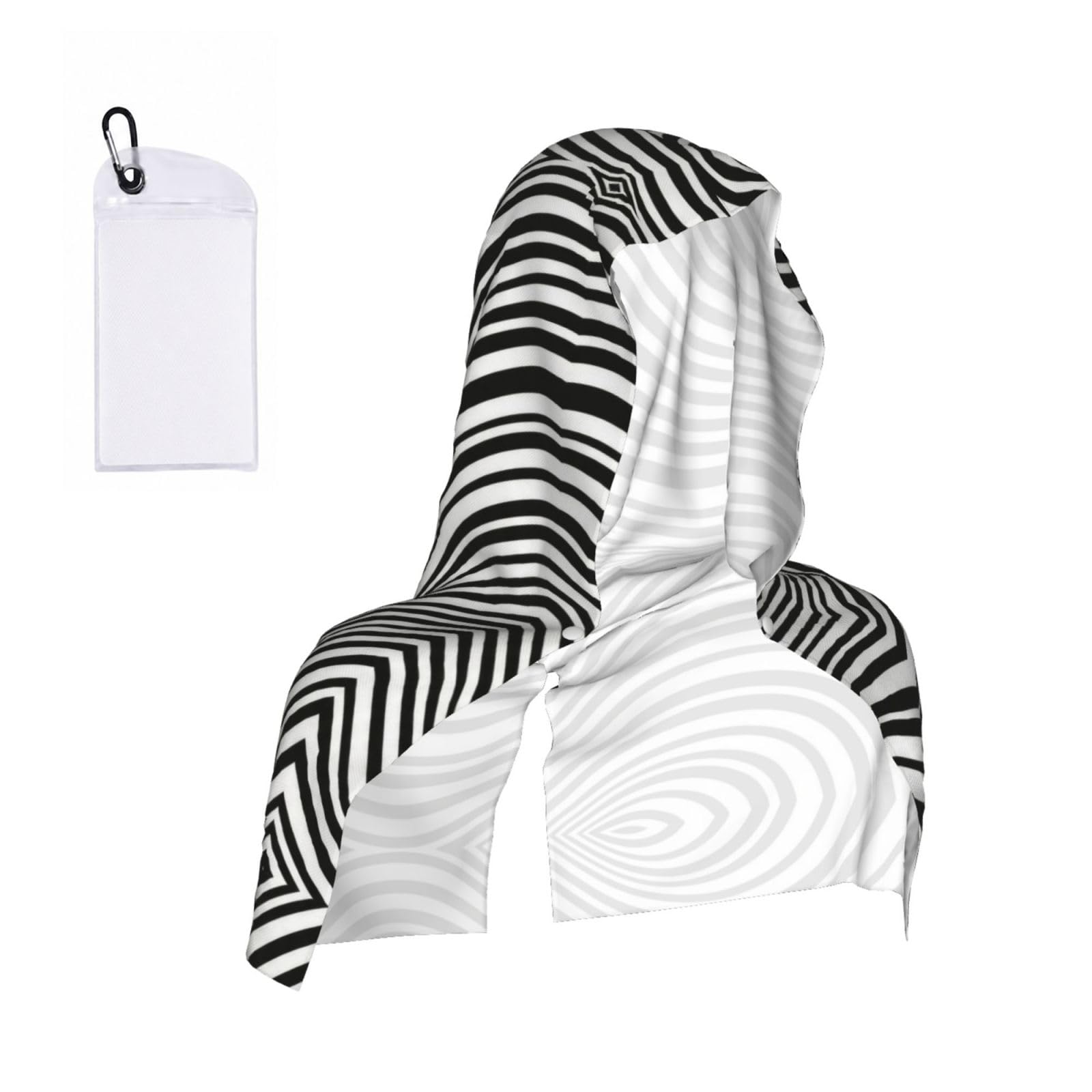 CNTDBU Wave Stripe Cooling Towel Hooded-Instant Chill Neck Cover for Sports, UV Cooling Rag for Running Gym