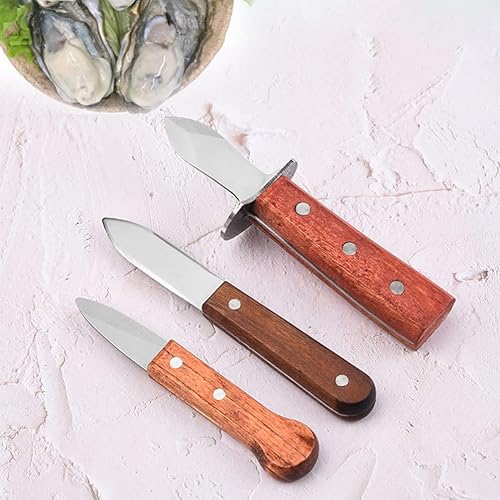 Miniatura 5 de Angoily Herramientas para el hogar, 3 piezas de acero inoxidable, cuchillo de shucker de ostras, desgranador de almejas, abridor de conchas de