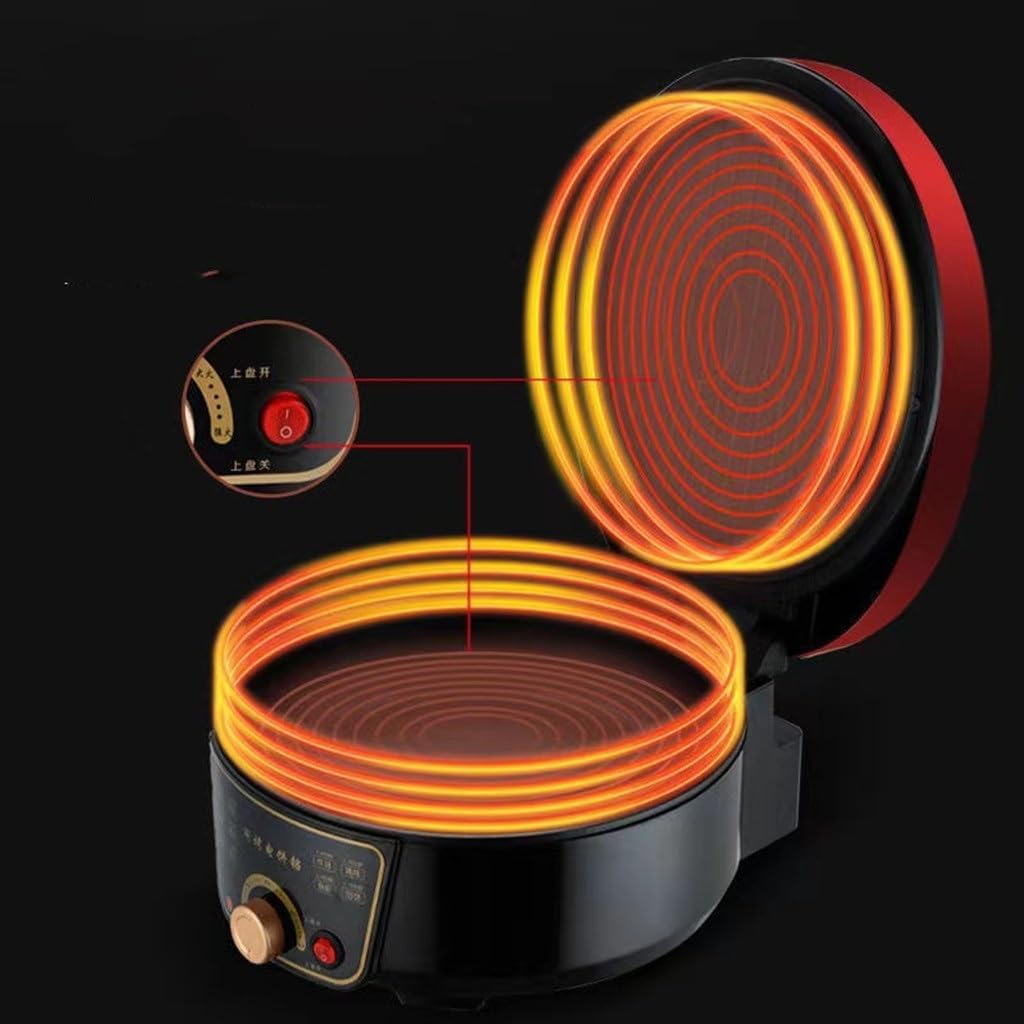 An electric pancake machine with a double-sided heating element.