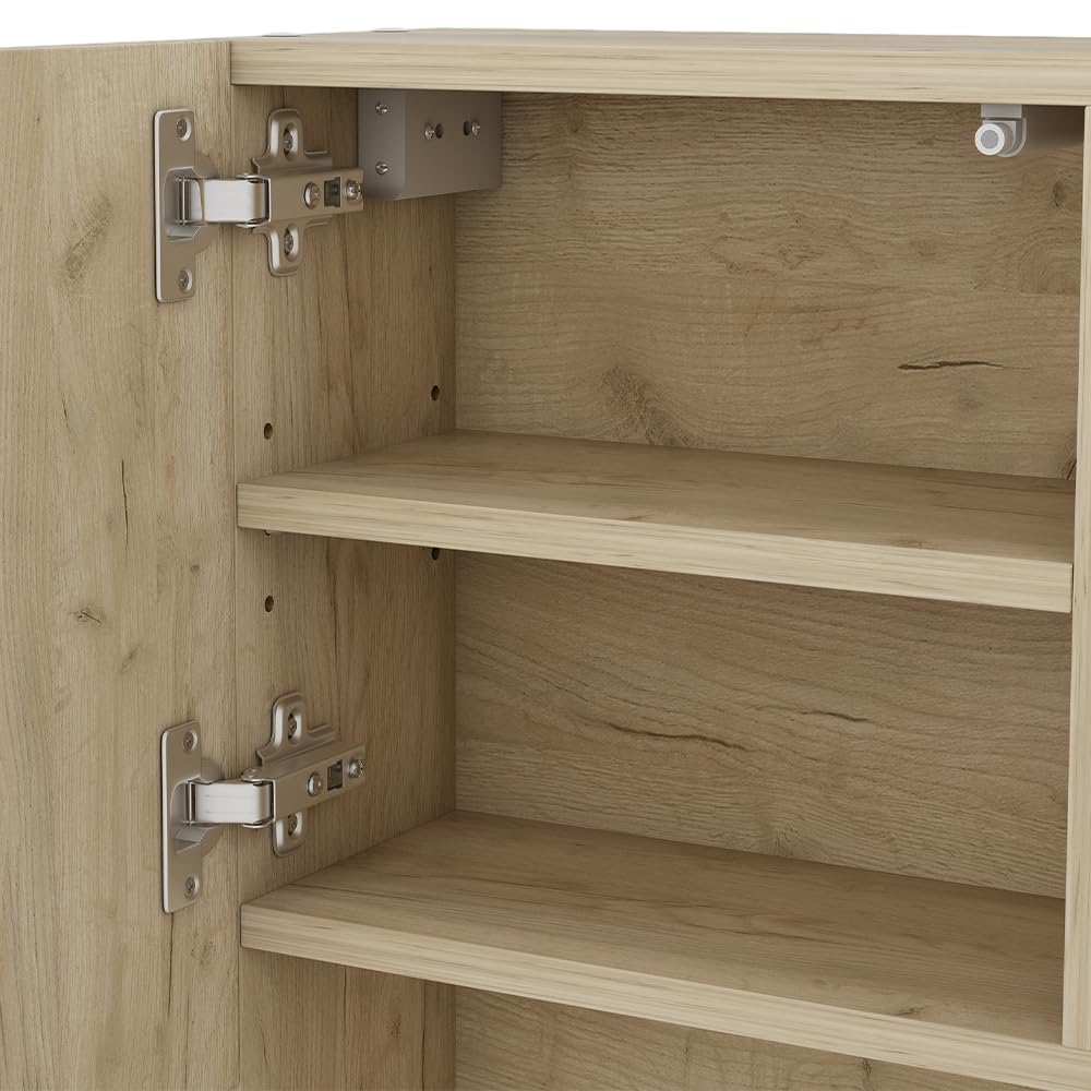 Vicco Armario con Espejo para baño Edge, Blanco, 54 x 55 cm con Puerta y Compartimentos Abiertos, para Almacenamiento en baño con Mecanismo Push-to-Open