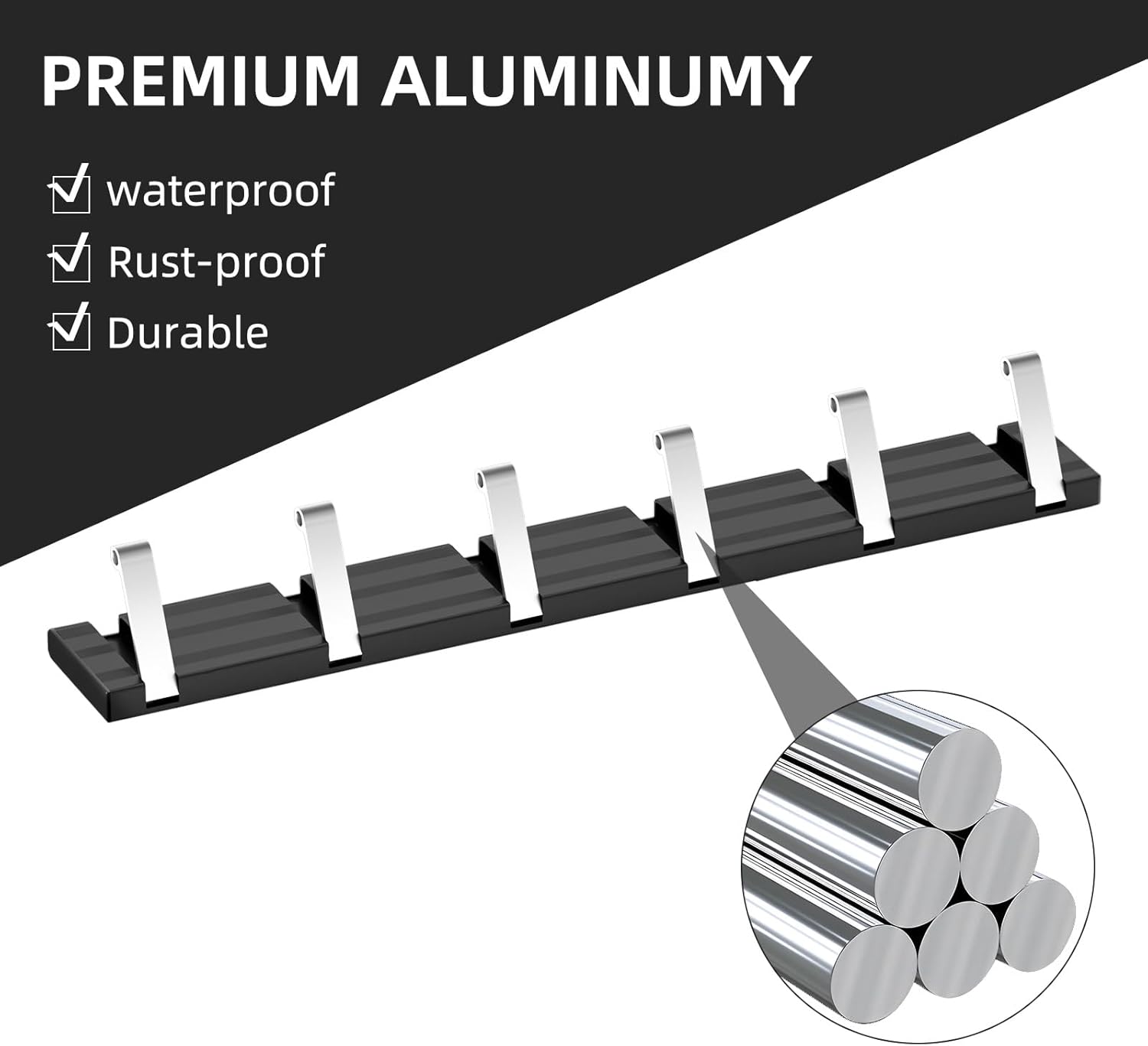 Wisfame Wall Mounted Coat Rack, Heavy Duty Metal Wall Coat Hooks,Modern Coat Hanger with 6 Hooks for Clothes, Keys, Hats, Purses,Robes(Black Silver)