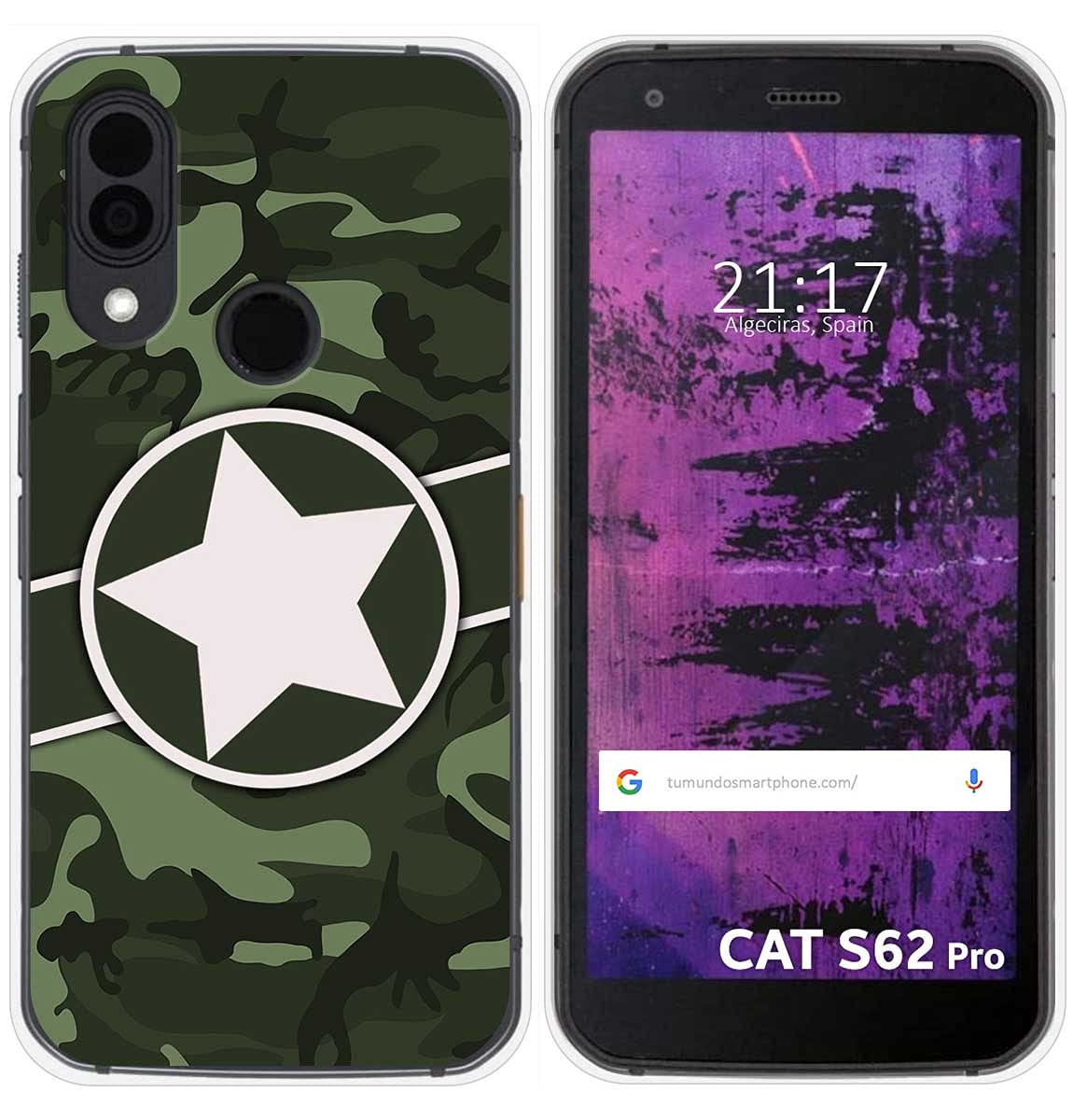 Custodia In Gel TPU Per Cat S62 Pro | Motivo Mimetico 01 | Stampa UV Resistente | Cover Protettiva Personalizzata