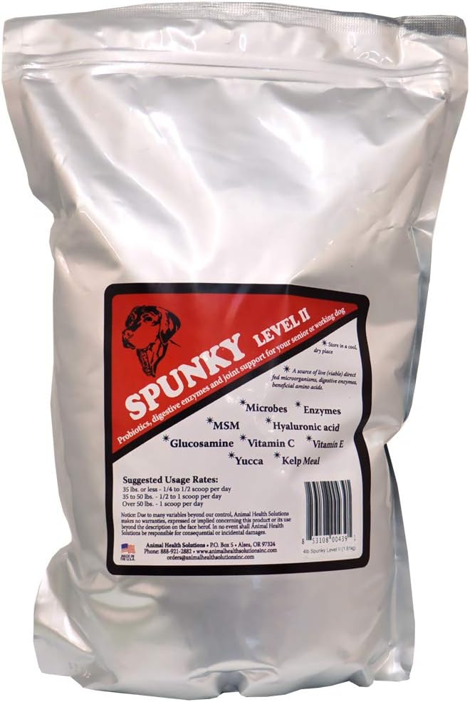 Spunky Level II Hip and Joint Supplement for Dogs, Glucosamine For Dogs With MSM, Dog Vitamins and Supplements Helps Digestion, Dog Joint Supplement - 4LB