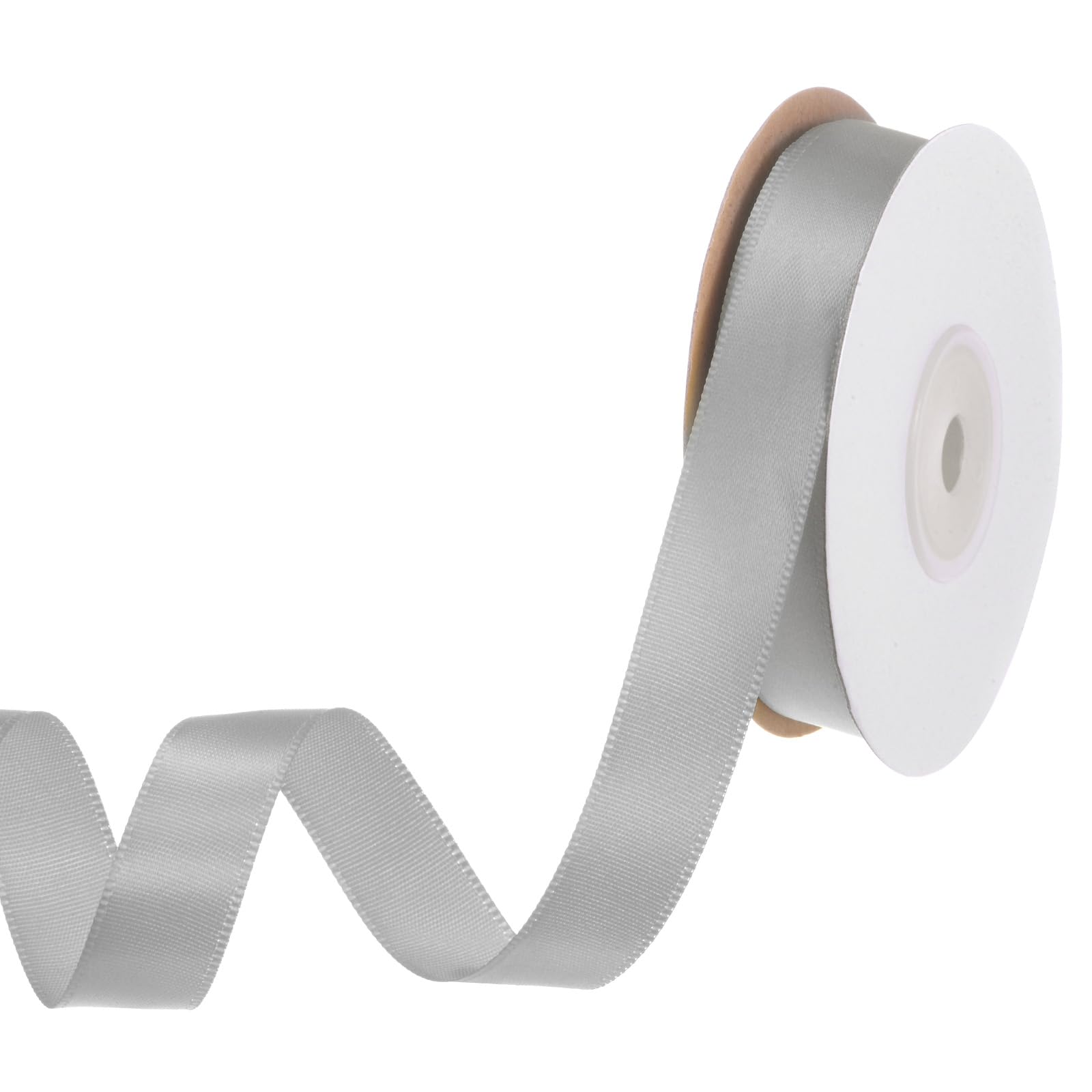 M METERXITY Gray Satin Ribbon, 25 Yards 5/8 Inch Wide Polyester Fabric Ribbons Roll Gift Wrap Ribbon for Bows Bouquet Floral Hair Wrapping Wedding Party Home Decorations Craft Ribbon
