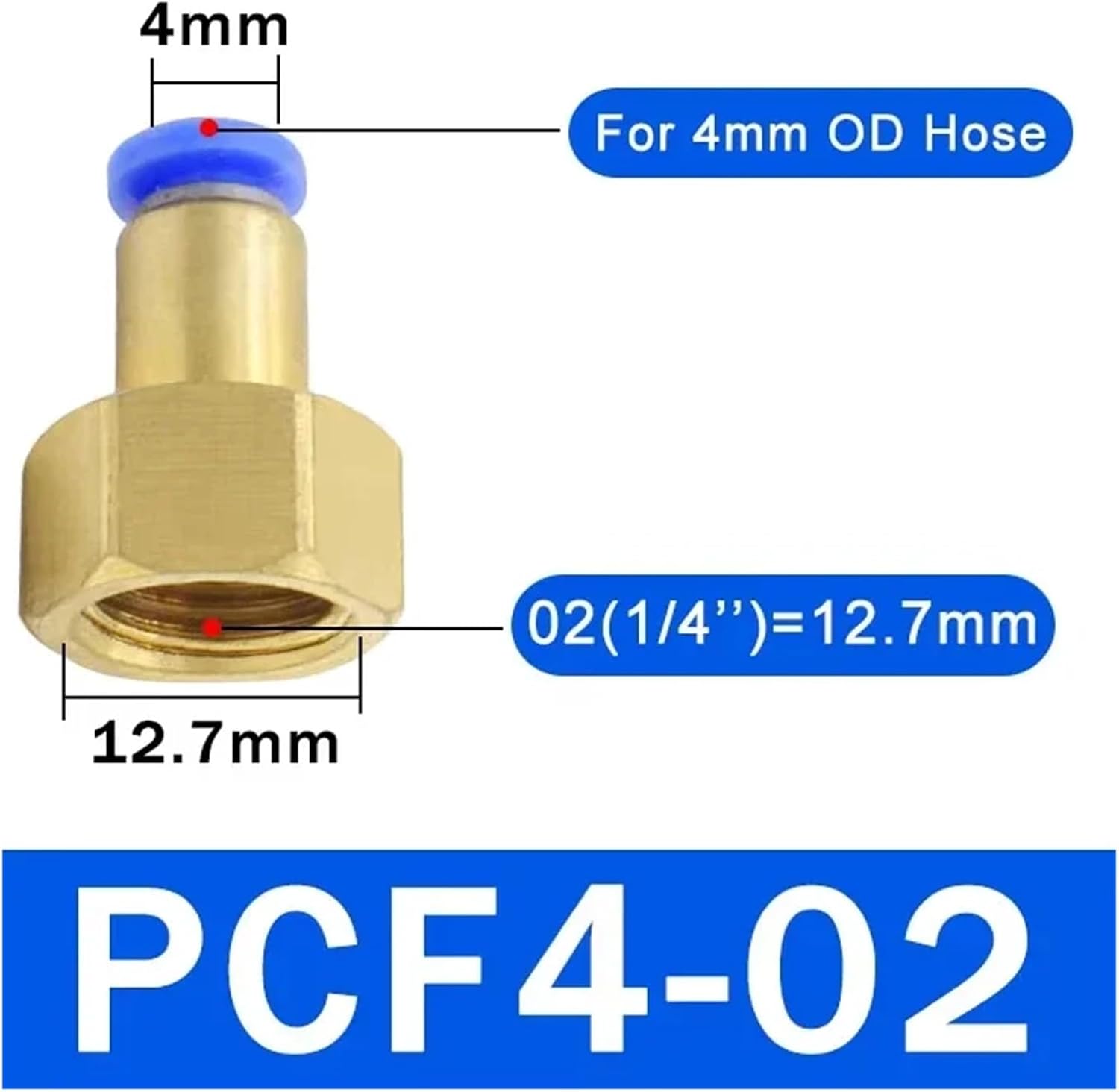 10PCS PCF Pneumatic Air Connector 4 6 8 10 12mm Hose Tube 1/8" 3/8" 1/2" 1/4" bspp Female Thread Brass Pipe Joint Fitting(PCF4-02)