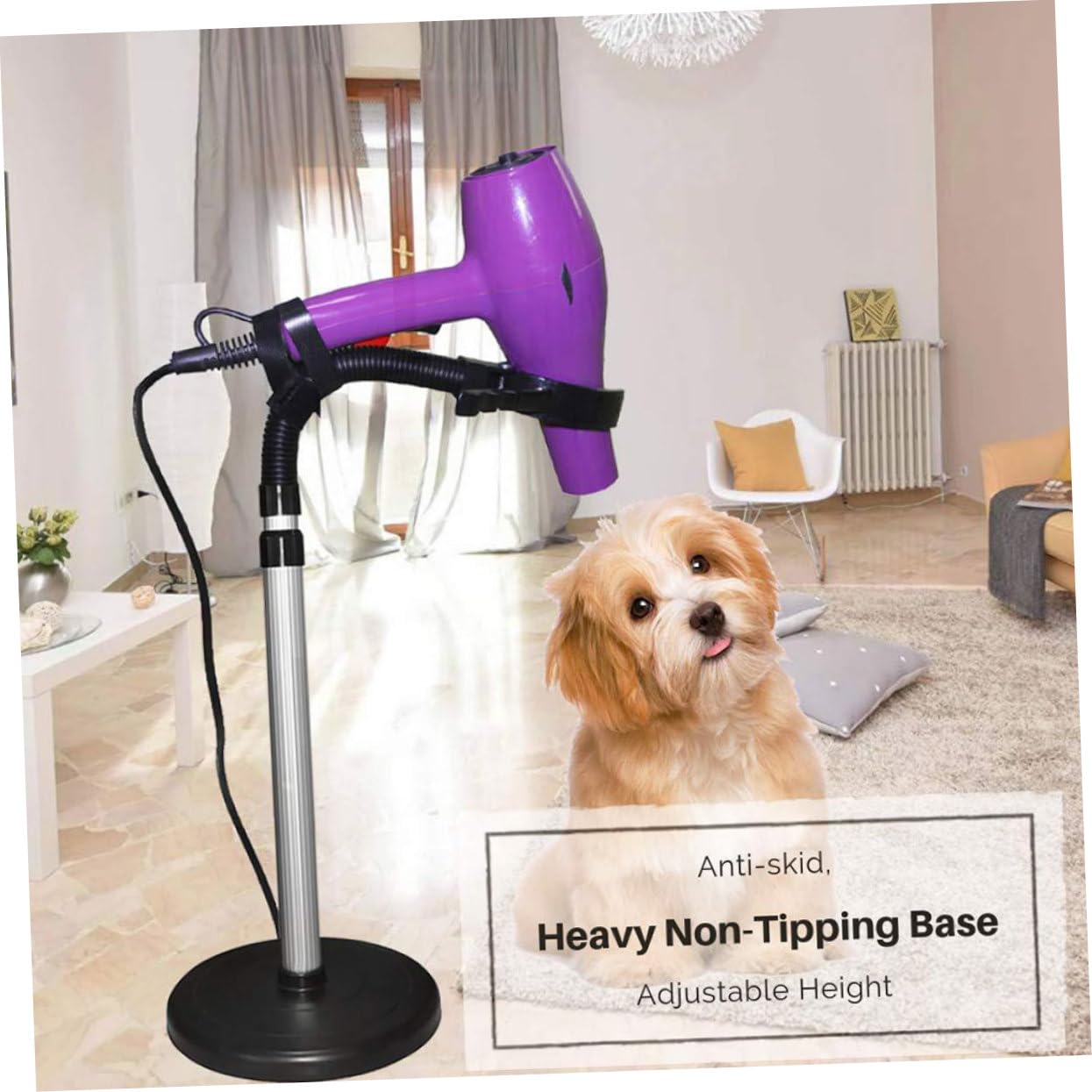 Housoutil Supporto per Asciugacapelli Nero con Ventosa, Rotazione 360° e Uso Mani Libere, Facile da Montare per Asciugatura e Styling