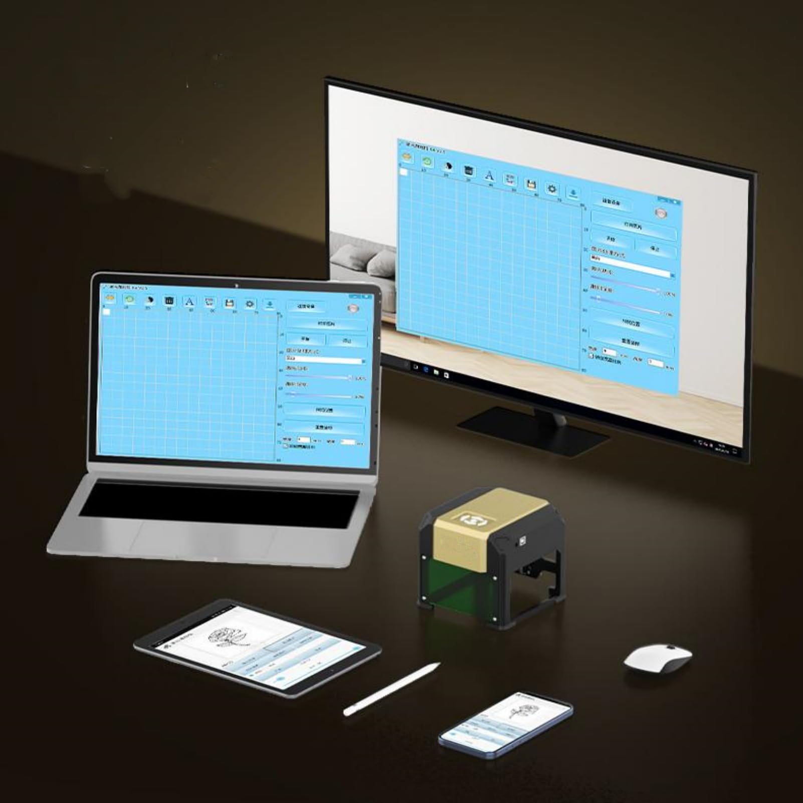 Graveur laser de précision pour projets de bricolage – Technologie de fibre Ultra HD avec précision de 0,05 mm, idéal pour les œuvres d'art en bois, vinyle, cuir et verre