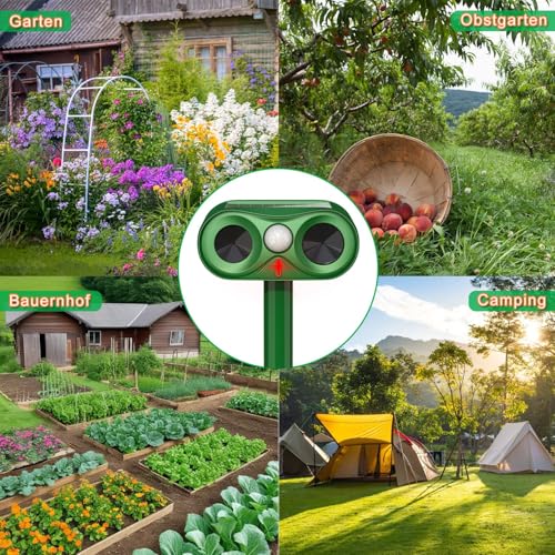 Katzenschreck Ultraschall, Upgrade 2025 Katzenabwehr Solar Ultraschall Tiervertreiber, Katzenabwehr Garten mit PIR Bewegungssensor, Katzenschreck für Garten, Wirksam gegen Katzen, Hunde, Mäse, Marder