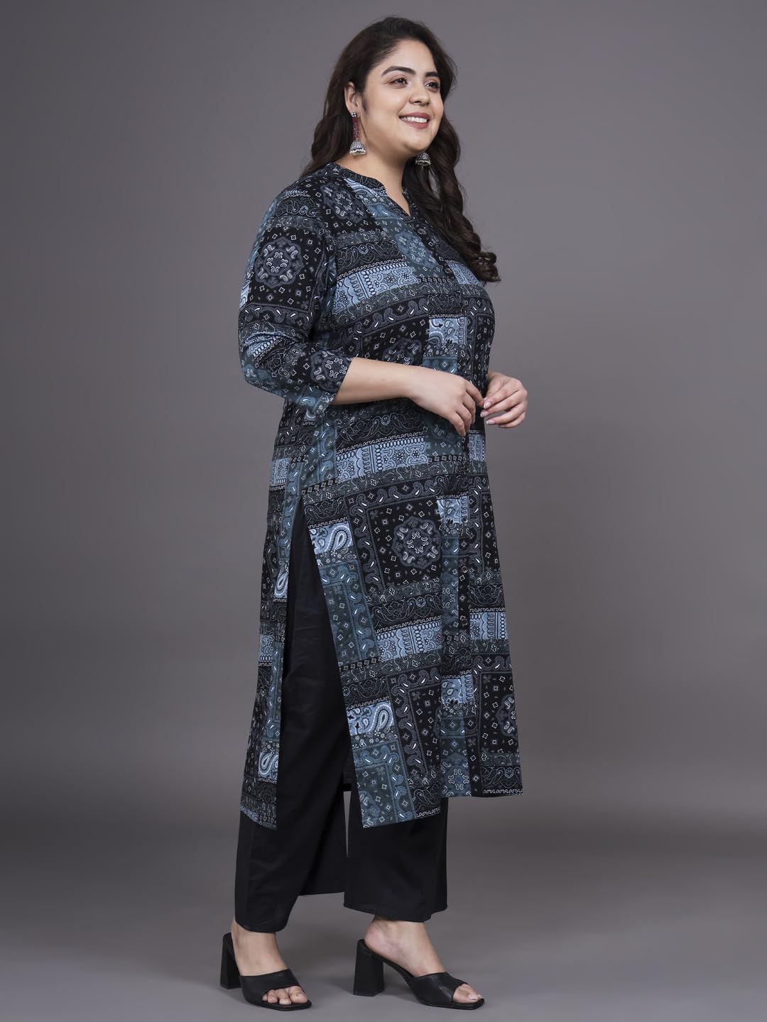 Tissu Women's Plus Size Abstract Printed Pure Cotton Kurta & Palazzo (T_692_Multi_6Xl)