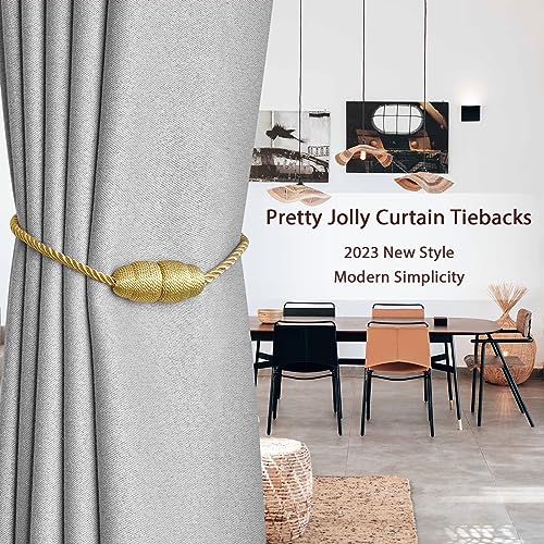 Alzapaños magnéticos para cortina de salón sin taladro cordón decorativo dorado 6
