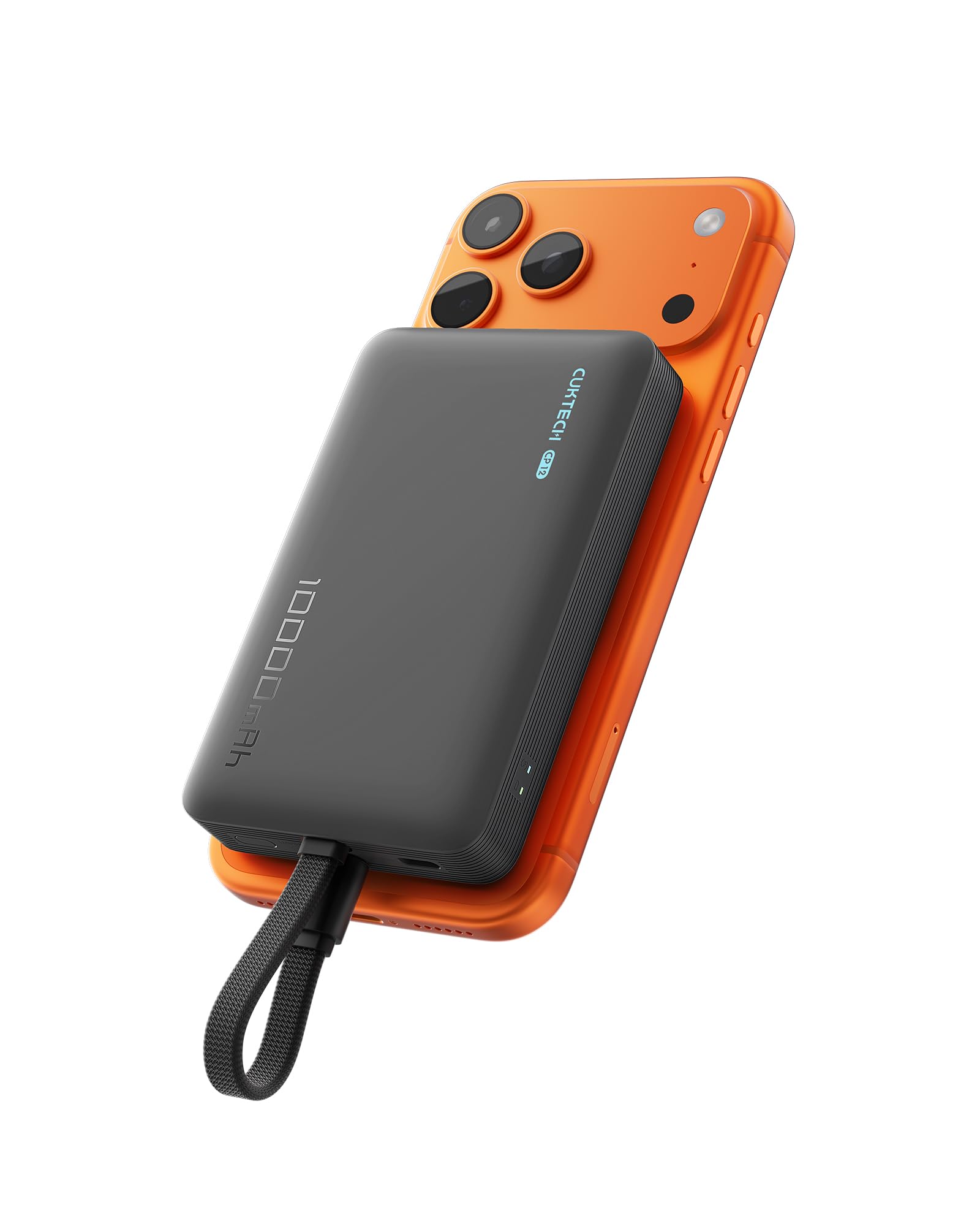 CUKTECH Magnetic Power Bank, 10000mAh Portable Charger, 20W Fast Charging & 7.5W Wireless, Built-in USB-C Cable, Battery Pack for iPhone 15/16/17