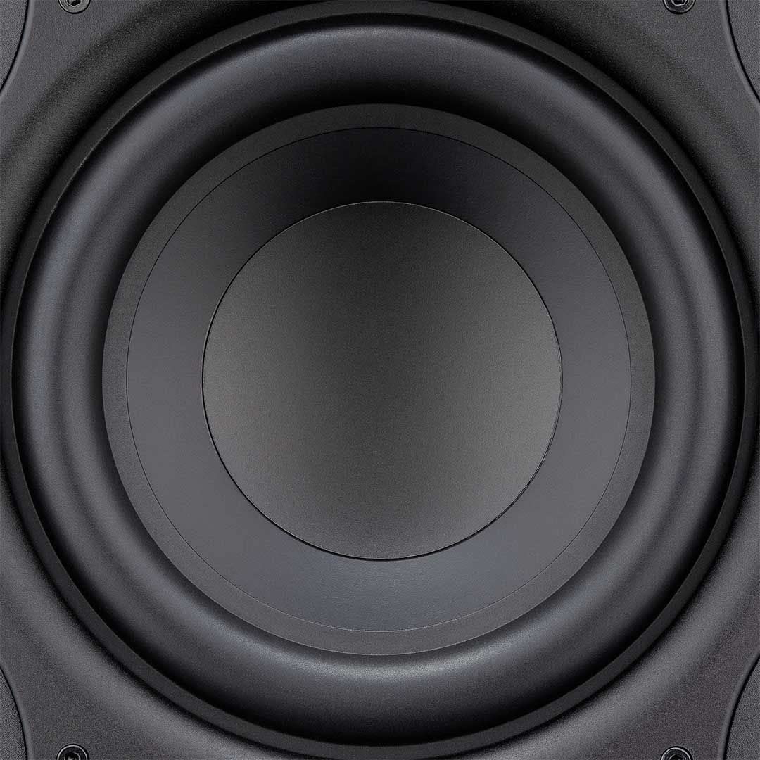 Fluid Audio F8S Subwoofer de studio actif (amplificateur de classe D 200W, réponse en fréquence 30-200Hz, compact et puissant, avec pédale de contrôle des basses),Noir