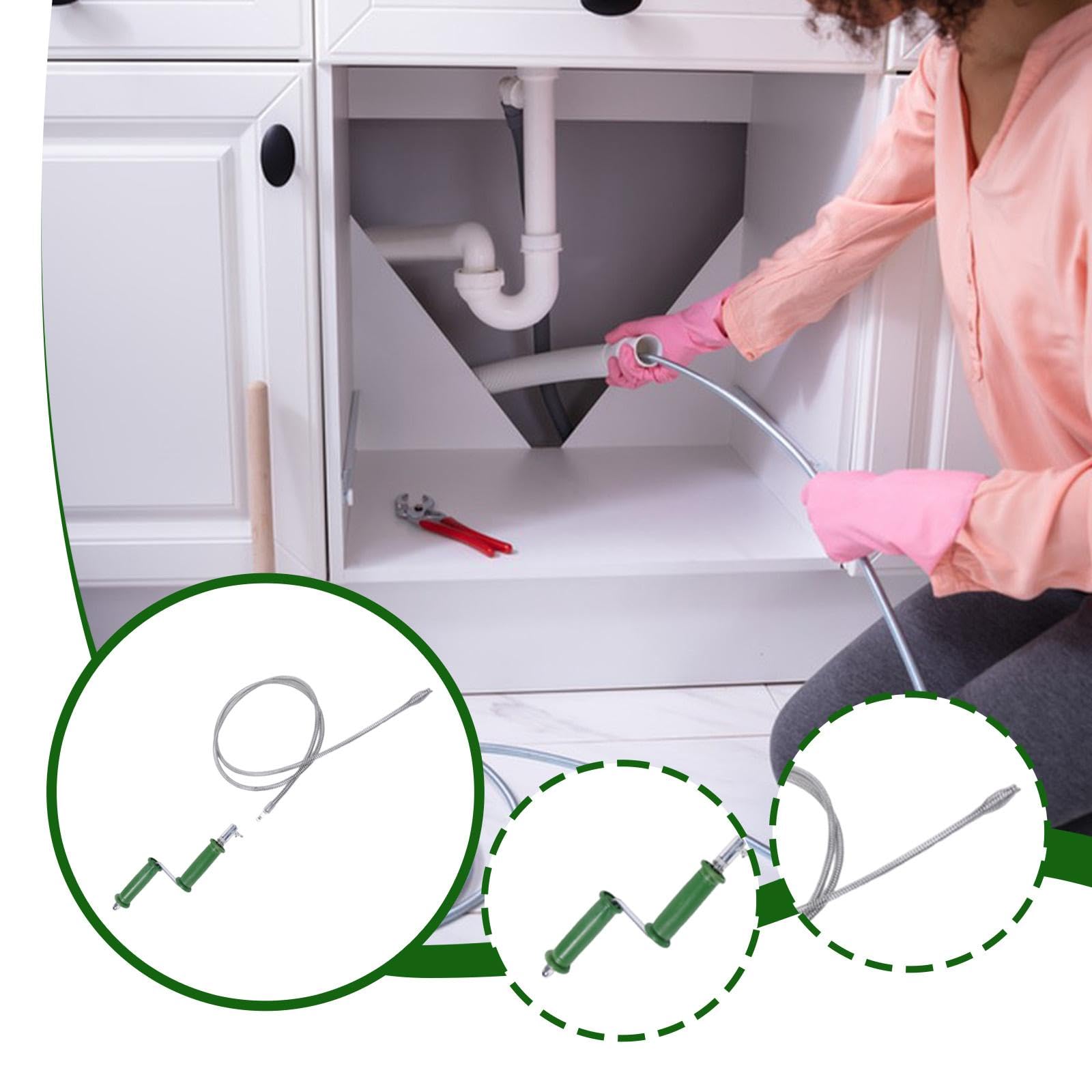 Strumento Manuale a Molla per Sbloccare Scarichi, Asta Flessibile in Acciaio Zincato, Impugnatura Ergonomica per La Rimozione dei Capelli, Adatto, 3 Metri