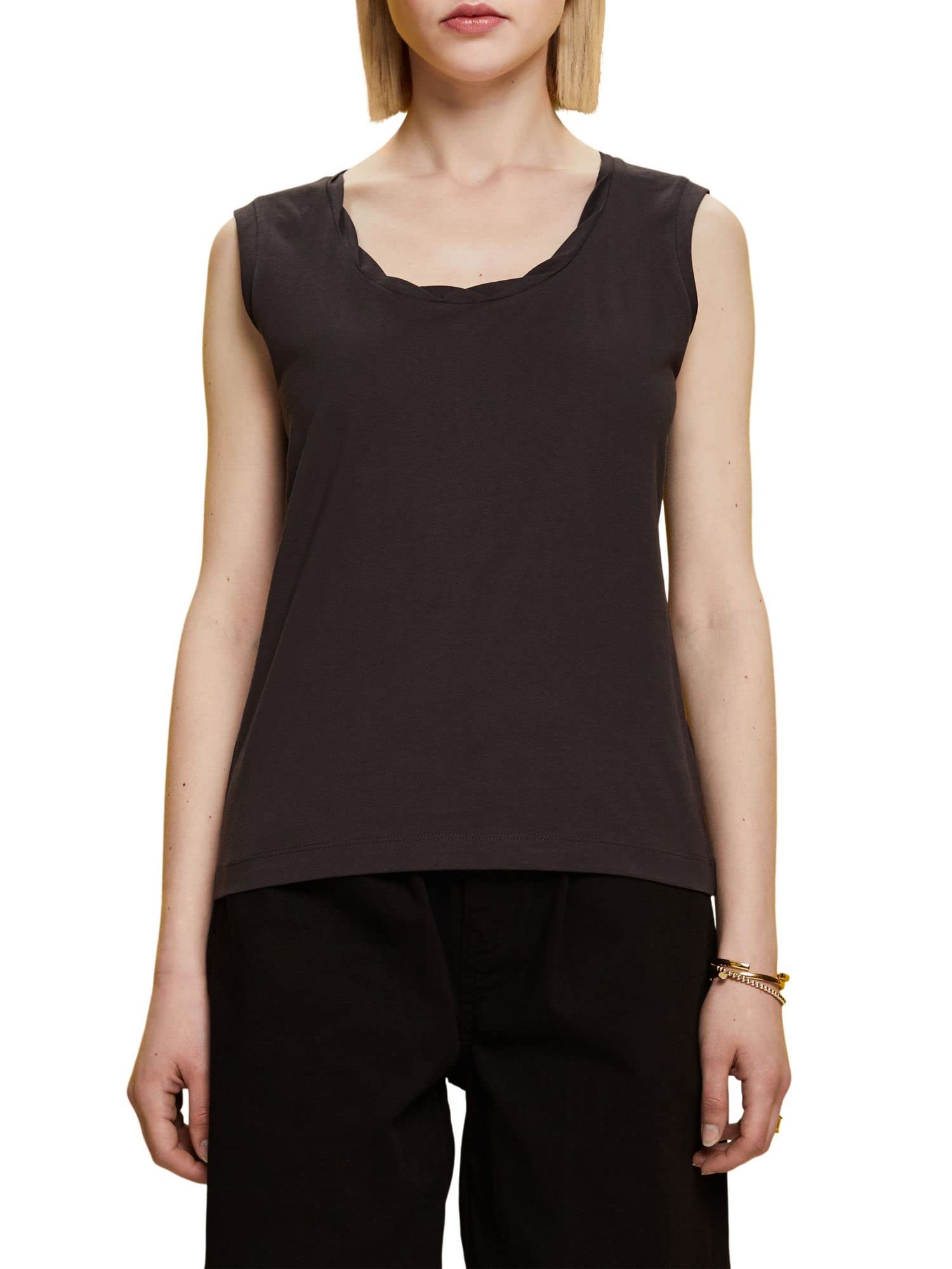 ESPRIT Twist Neck Tank Top, Anthracite, S