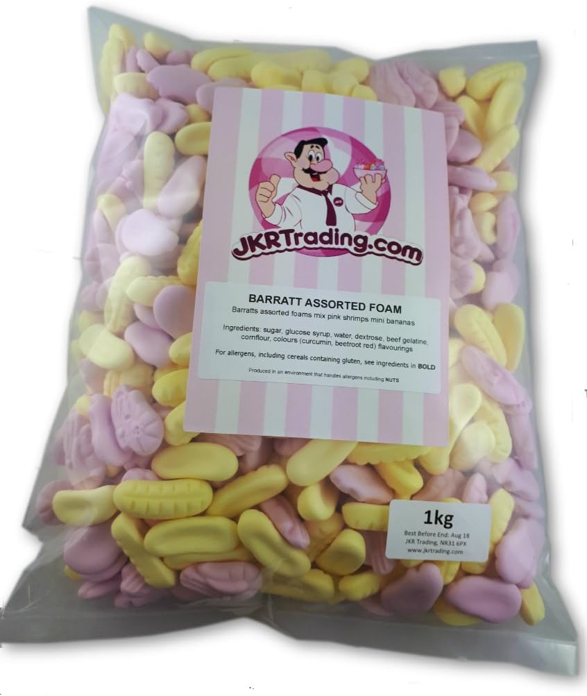 Barratt Assorted Foam Mix Shrimps and Mini Bananas 1kg Value Share Bag