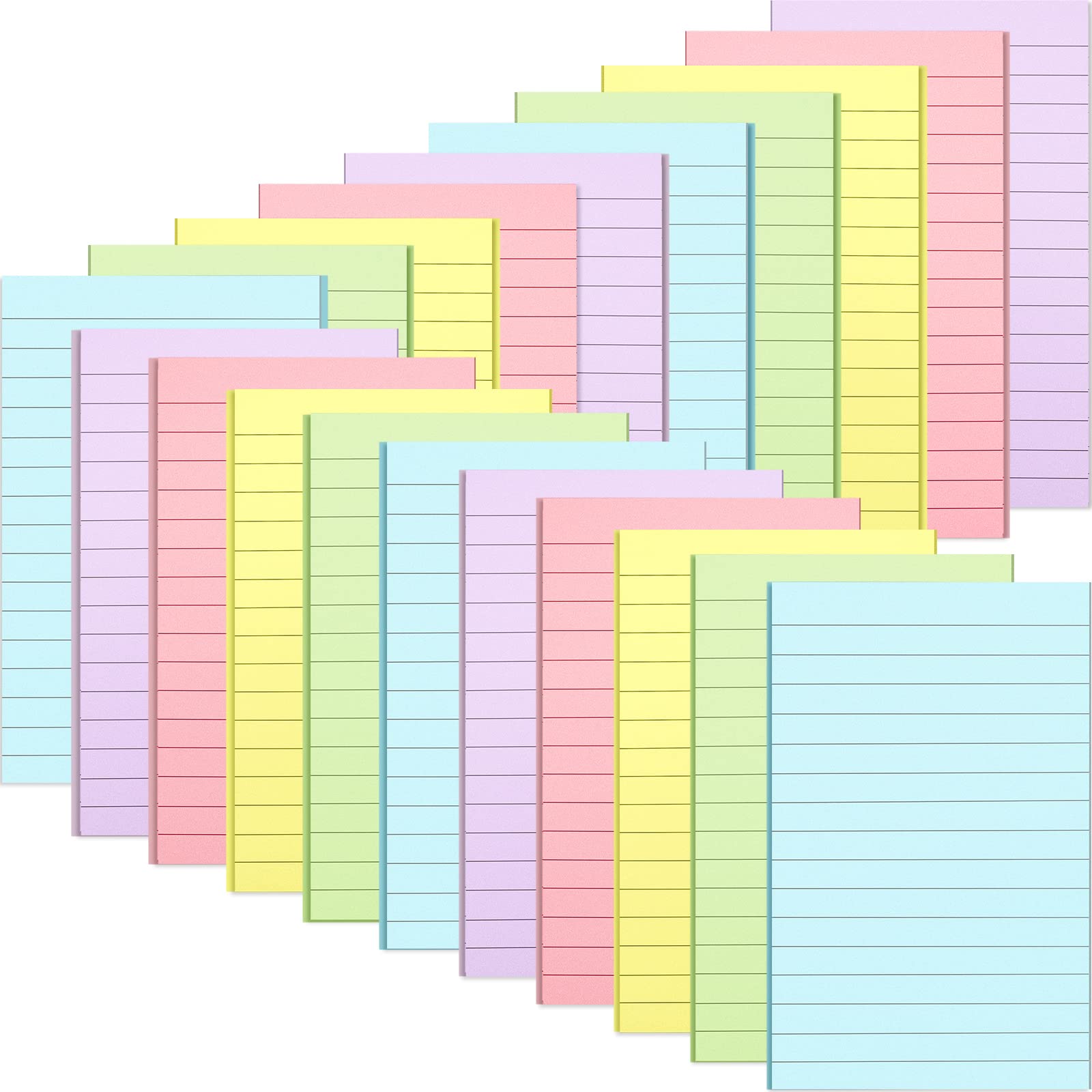 Thenshop 20 Pieces Lined Sticky Notes 4x6 Pastel Ruled Post Stickies Sticky Note Pads Memo Pads for Home Office Supplies, 50 Sheets/Pad(Mixed Colors)