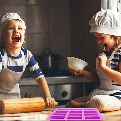 Miniatura 8 de Molde de silicona rectangular grande, 2 unidades de barra de granola de 8 cavidades, moldes de barra de cereales para hornear para barra energética,