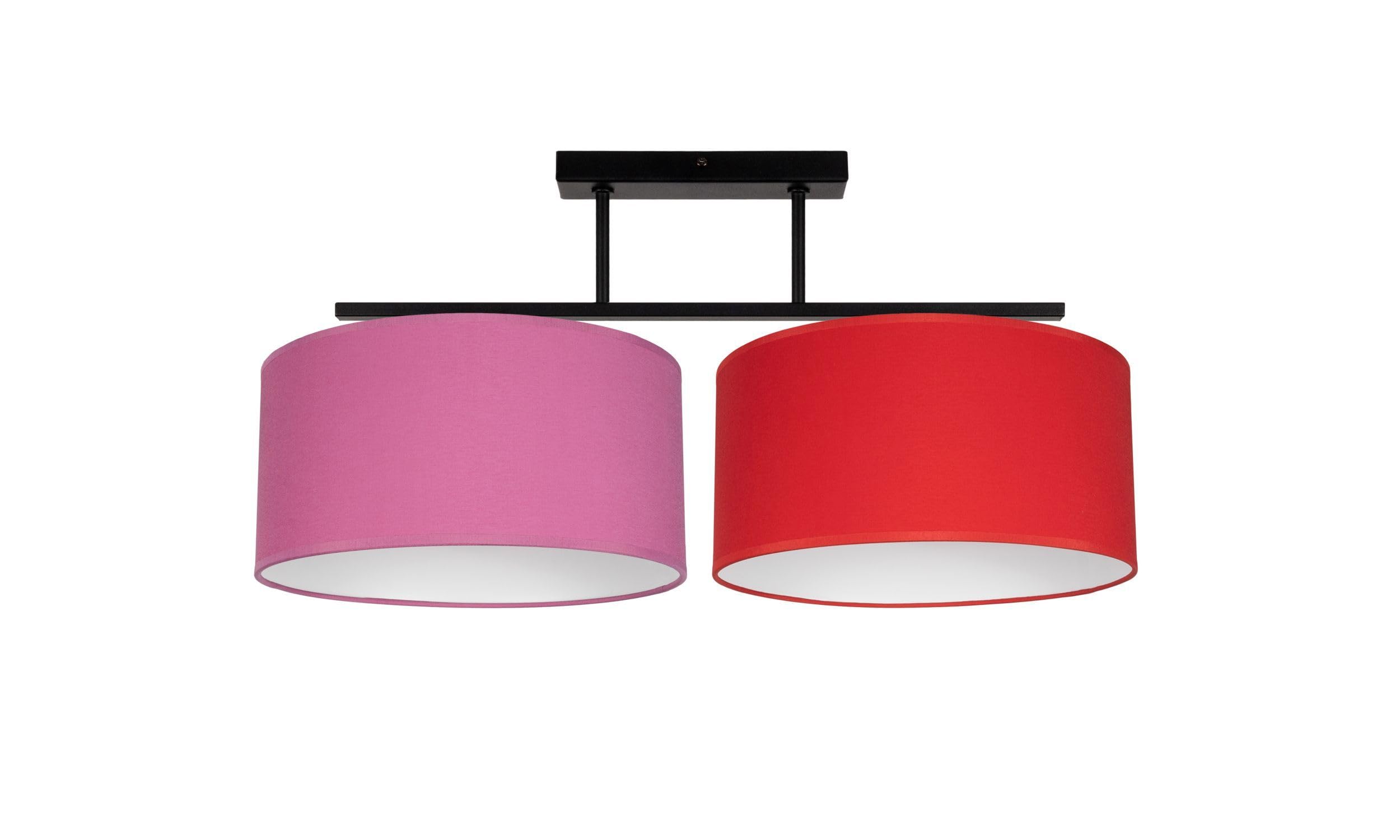 Licht-Erlebnisse Deckenlampe Stoffschirm Metall Rosa Rot Wohnzimmer Schlafzimmer Flur lang 70 cm E27 blendarm wohnlich gemütliche Deckenleuchte Esszimmer BIRNO