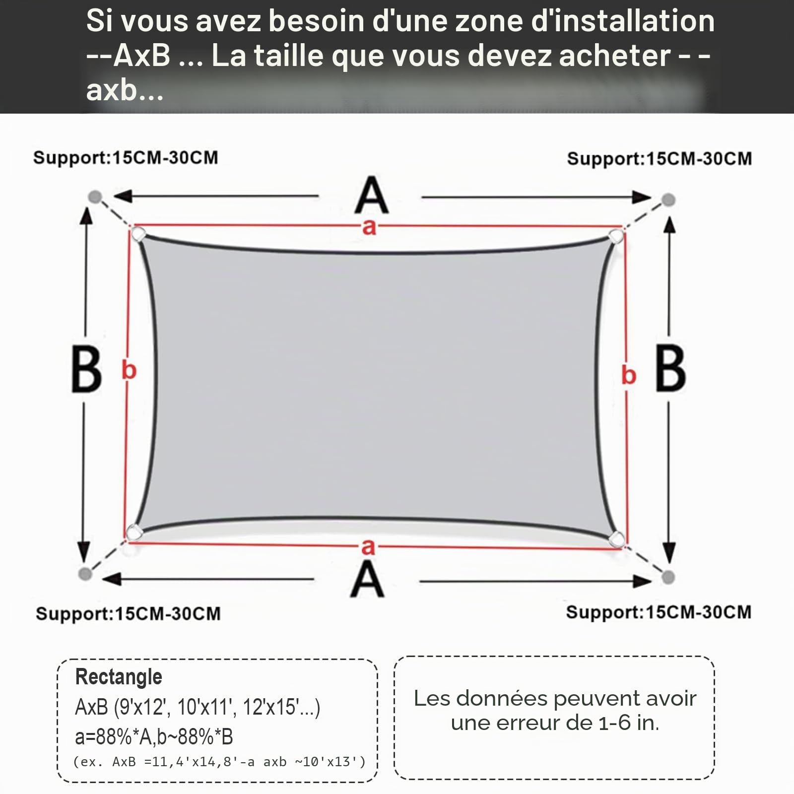 Sunnylaxx 3x4m Voile d'Ombrage Rectangulaire,UV Protection Crème