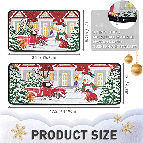 Flippana 2 Pcs Christmas Kitchen Rugs And Mats For Floor Non-Slip Backing Mat Merry Christmas Kitchen Decor Anti Fatigue Kitchen Rug Sets With Runner Xmas Decor (17"X47.2"+17"X30", Christmas 03) #TOP2