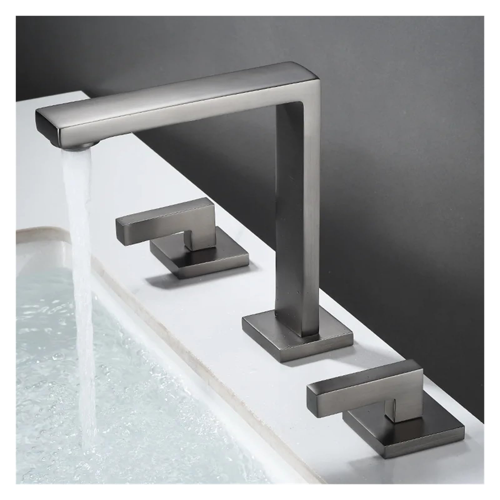 Dfghnbvc B Three Hole Asin Faucet Rass Gun Grey Athroom Faucet Cold And Hot Water Lack Mixer Tap,Faucets,