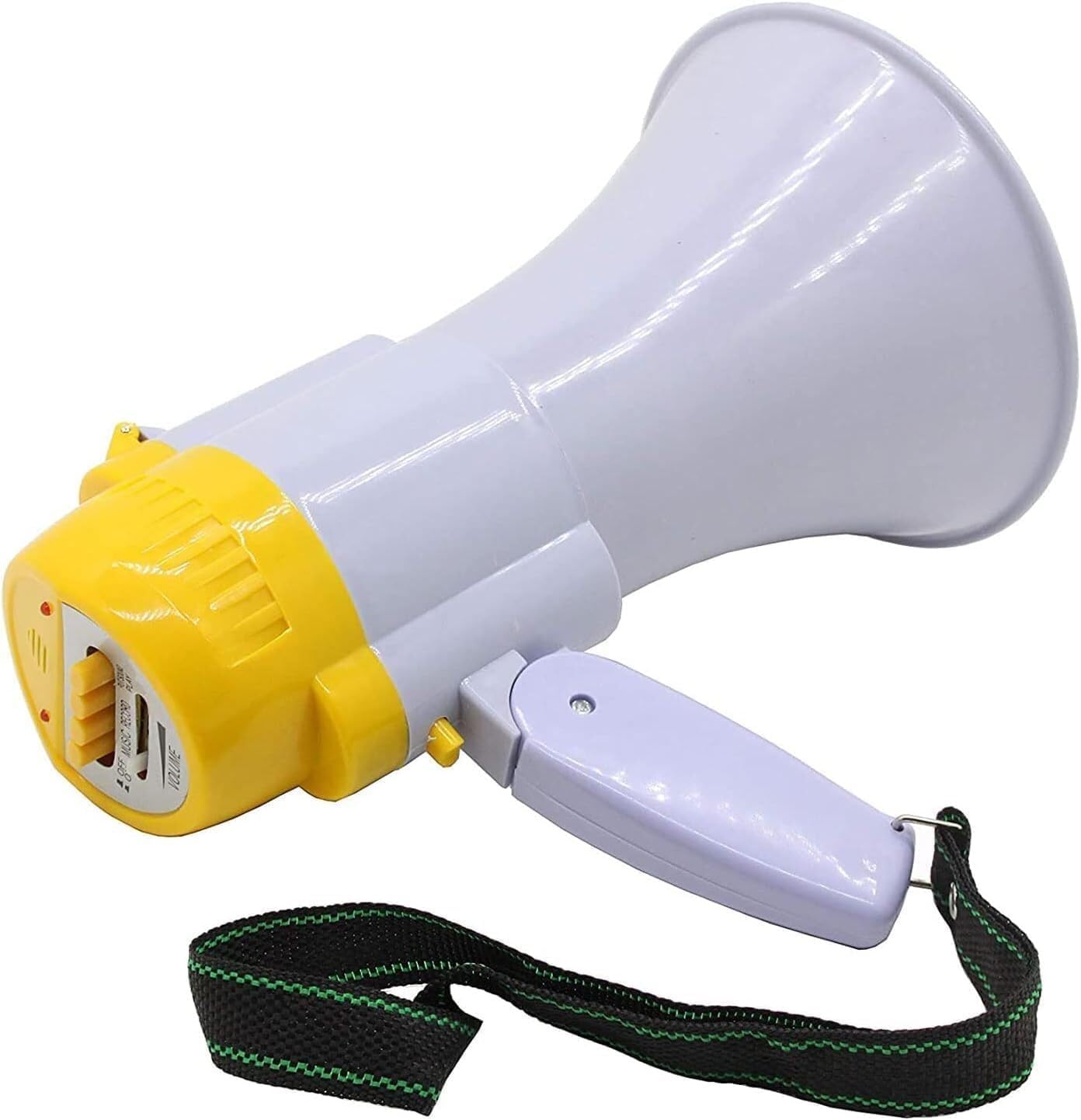 Handheld Megaphone AmplifierPortable Megaphone Speaker with Volume Control and RecorderOutdoor Megaphone Speaker with Clear Sound, Yellow Grey