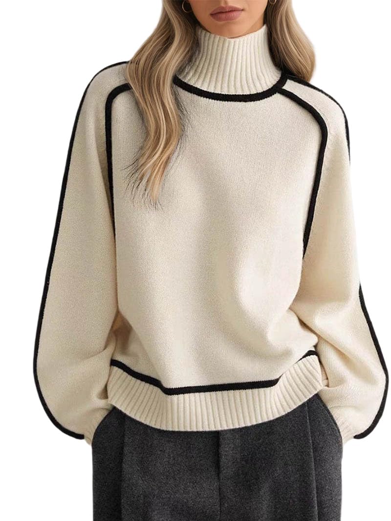 ZAFUL Womens Crew Neck Long Sleeve Pullover Crop Sweater Mock Neck Lantern Sleeve Ribbed Knit Cropped Sweater