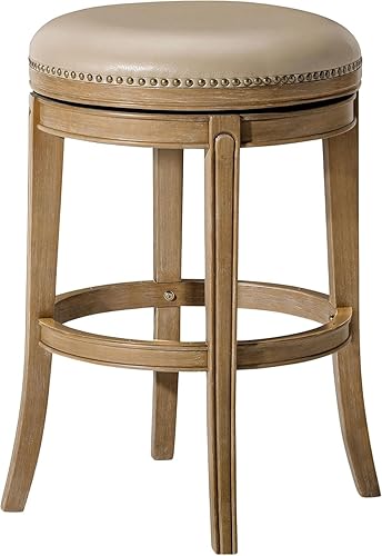 Miniatura 9 de Maven Lane Alexander - Taburete de bar giratorio con altura de barra de 31 pulgadas de alto, acabado de roble blanco con asiento tapizado de tela de