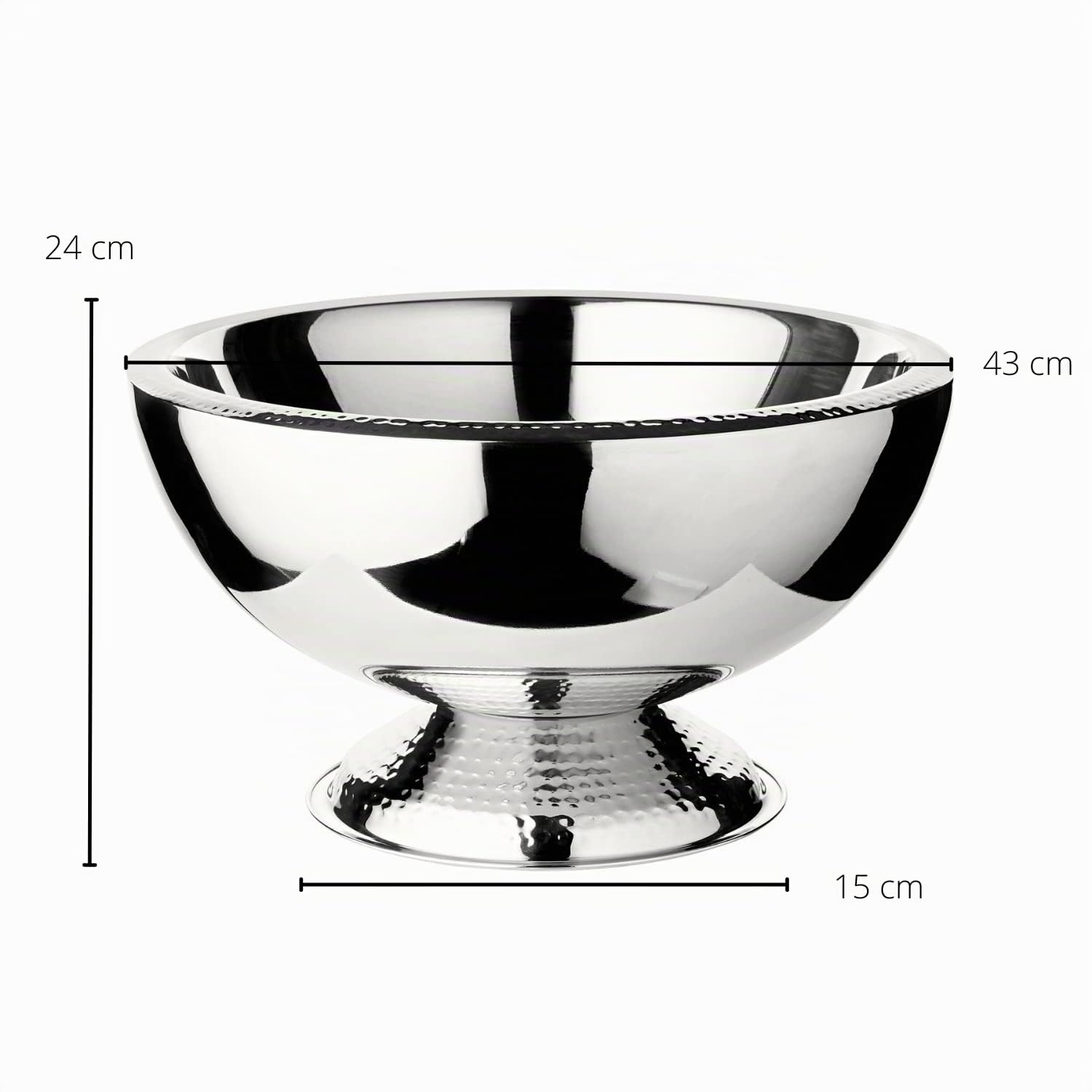 EDZARD Champanera Till (Ø 43 cm, H 24 cm), acero inoxidable de doble pared, martillada, para 6 botellas – enfriador de cava grande, enfriador de botellas, enfriador de vino