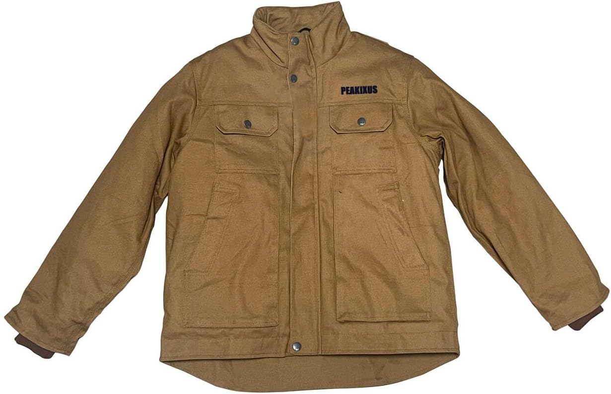 PEAKIXUS Men‘s Cotton Military Jacket Long Sleeve Jacket with Flap Pockets