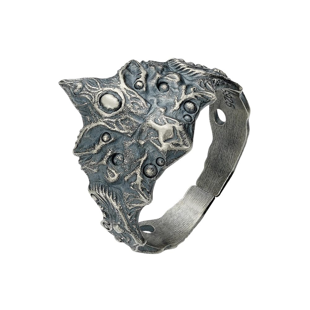 MYTHATOM Dark Souls Fire Keeper Crown 925 Sterling Silver Ring | DS3 Game-Inspired Jewelry | Gaming Merchandise Collectible, Metal, No Gemstone