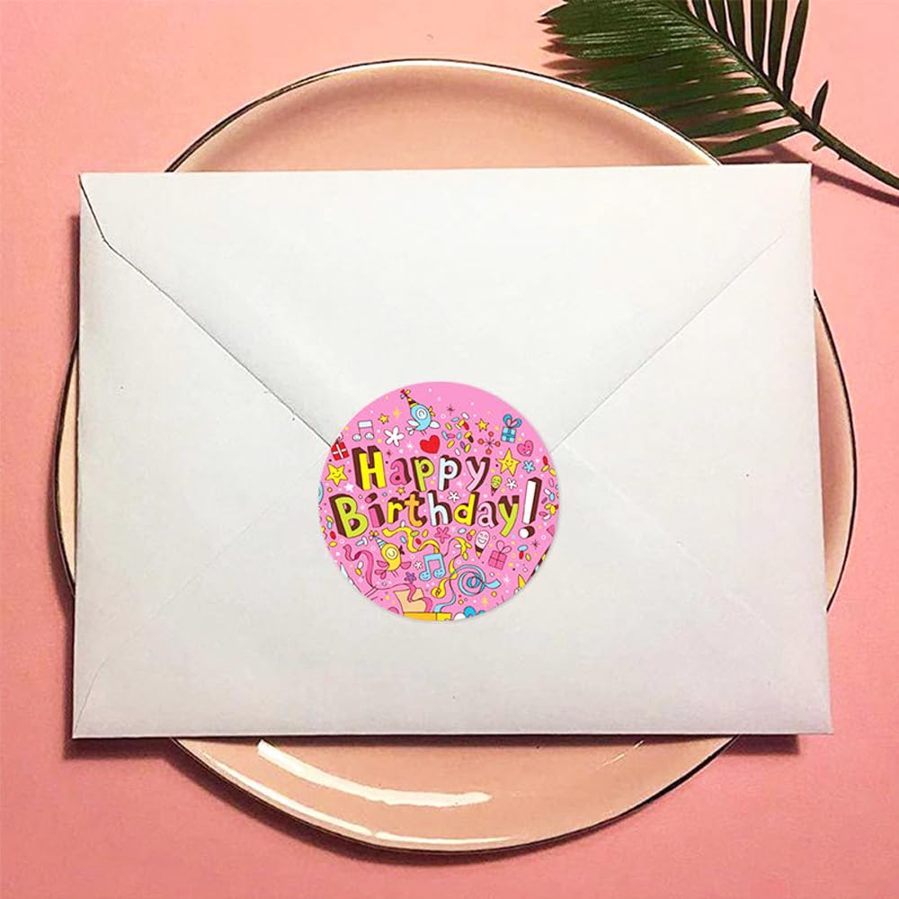 Sellos Redondos Sobres 48 Pegatinas De Cumpleaños Retro Redondas - Etiquetas Adhesivas Para Sobres, Regalos Y Decoración De Fiestas Stickers Round 1.2