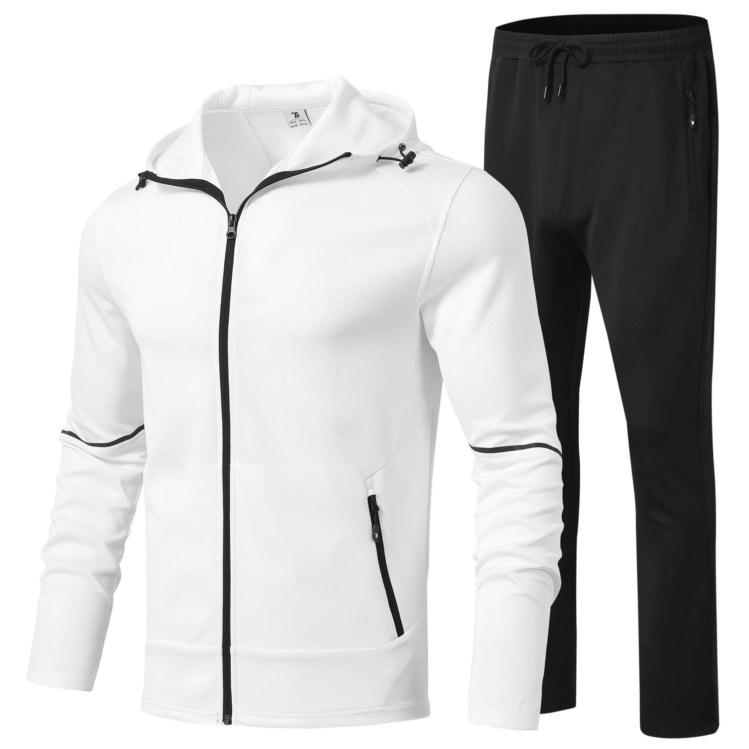 Men's Tracksuits Set Full Zip Jacket Hoodie Sweatsuit Running Sport Pants Outfits for Men with Zipper Pockets
