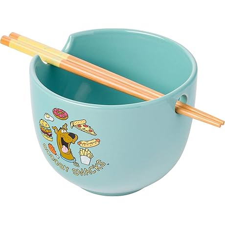Scooby Snacks Ceramic Ramen Noodle Rice Bowl with Chopsticks
