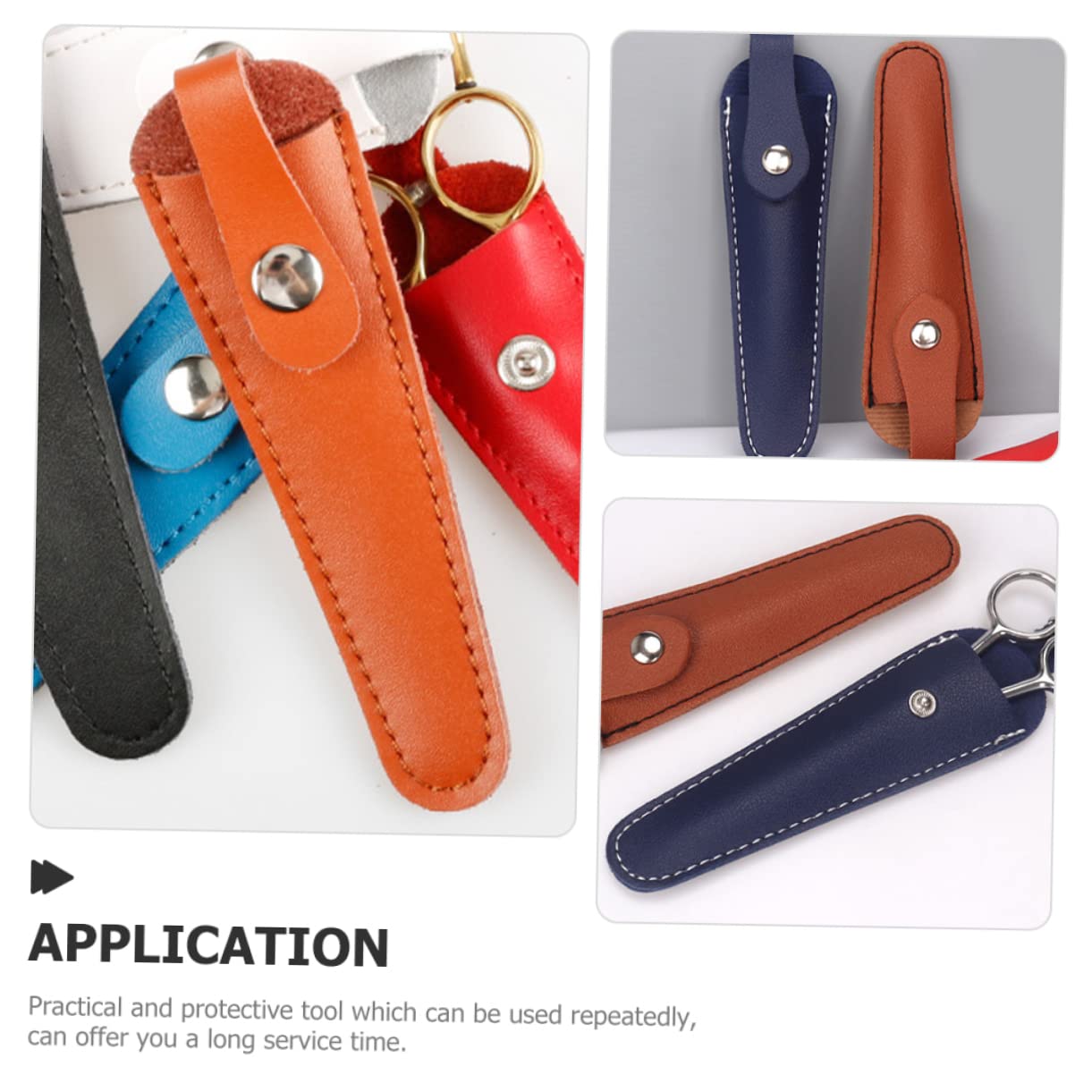 OSOLADY 4sets Hair Cutting Scissor Pouch Hairdressing Scissor Holder Barber Shear Organizer Pu Leather 2pcs*4