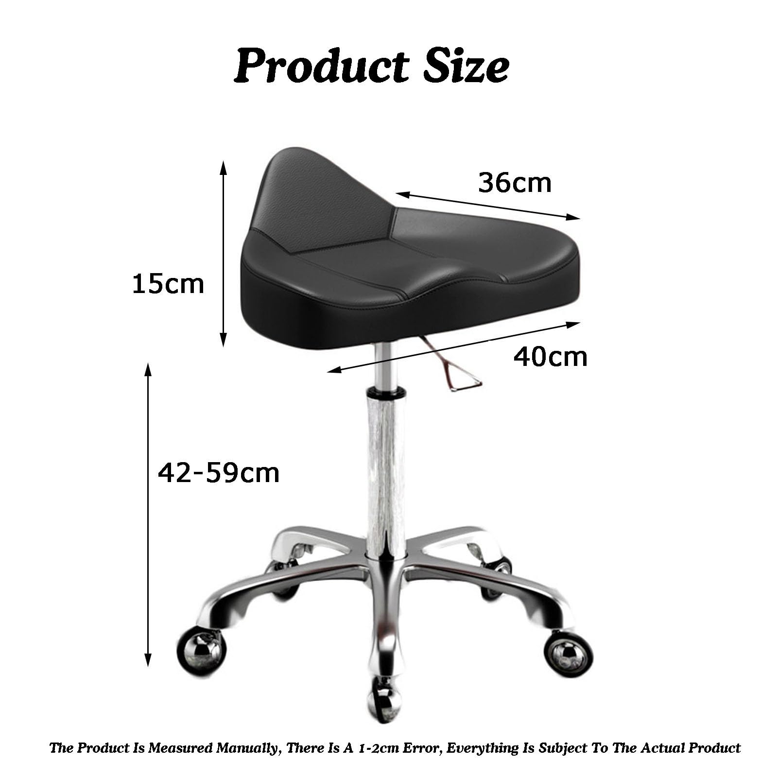 Taburete ergonómico con ruedas, silla giratoria ajustable en altura, resistente para oficina, laboratorio, salón