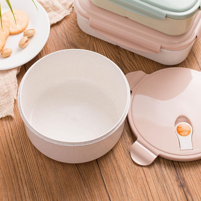 Miniatura 9 de AI LOVE PEACE Recipiente para almuerzo de ramen instantáneo para microondas, popote de trigo con ventilación de liberación de vapor, recipiente