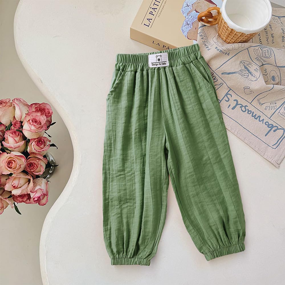 Kids Tales 3 Pack Rayon of Bamboo Pants Child Boys Girls Basic Solid Trousers Big Kids Elastic Waist Long Pants Bloomers