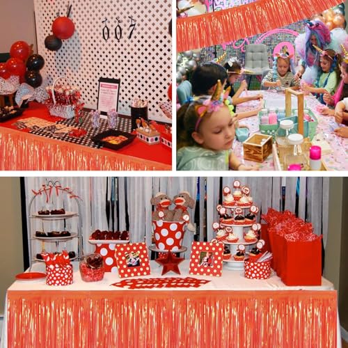 Image of BEISHIDA 3 Packs Metallic Foil Fringe Garland Shining Red Wall Hanging Tinsel Fringe Banners for Car Floats Bridal Shower Wedding Birthday Valentine's Day Anniversary Party Decoration(30 Feet)