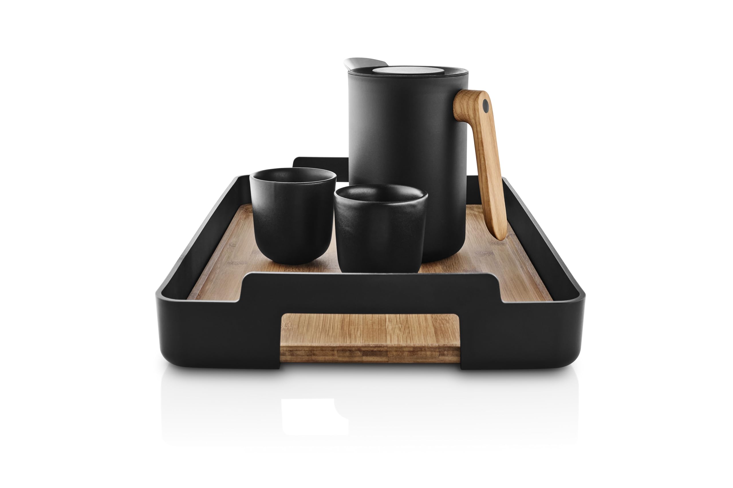 Eva Solo Bandeja rectangular Nordic Kitchen | Elegante y práctica bandeja con asas | Bambú carbonizado FSC | Negro