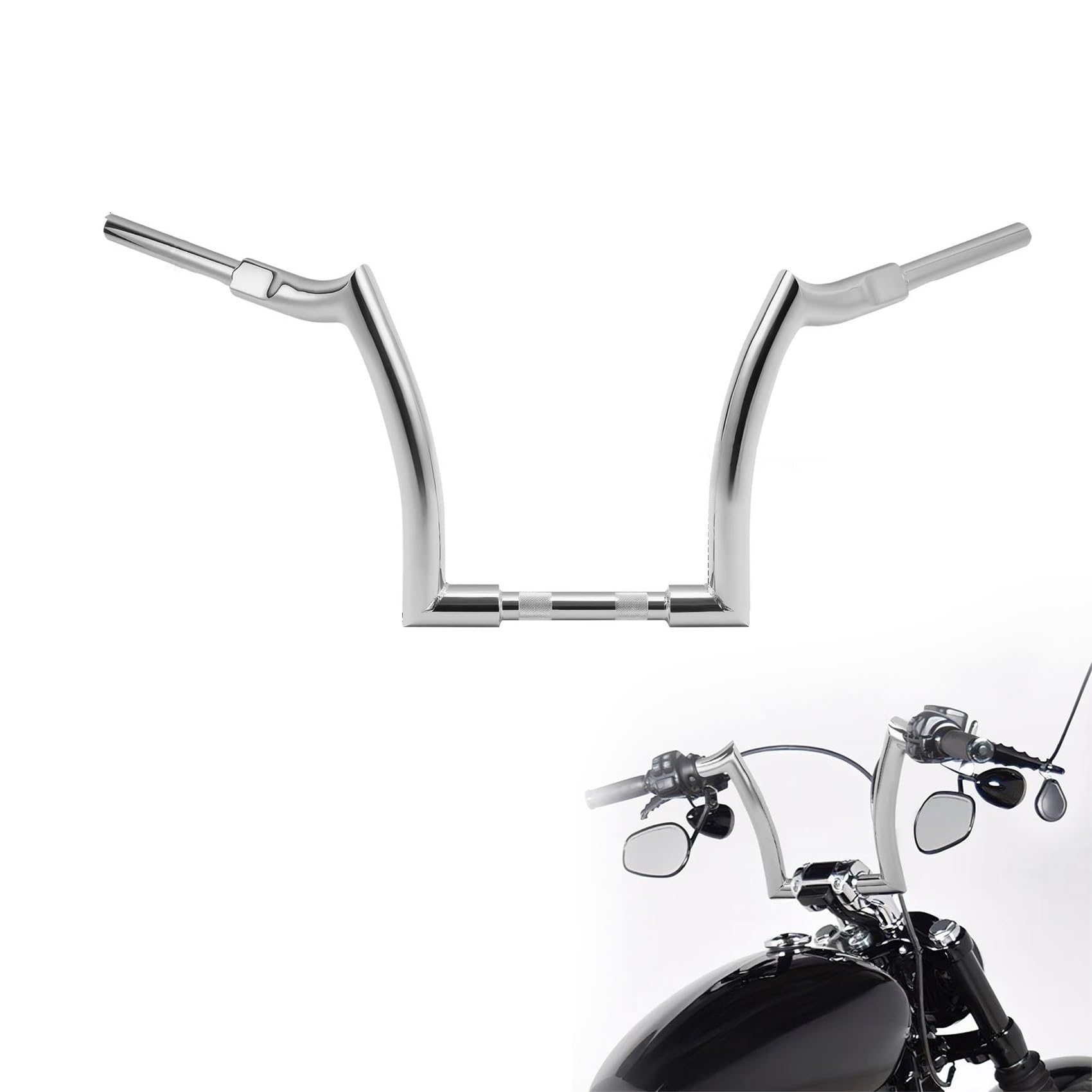 Guidon rise ape hanger en acier robuste pour piloter votre Harley Dyna