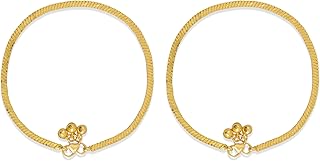 cute gold One Gram Gold Plated & Brass Stylish Anklets Kolusu Payal Ghungroo for Women & Girls (10.5 Inch)(ANK-7012)-picture-18