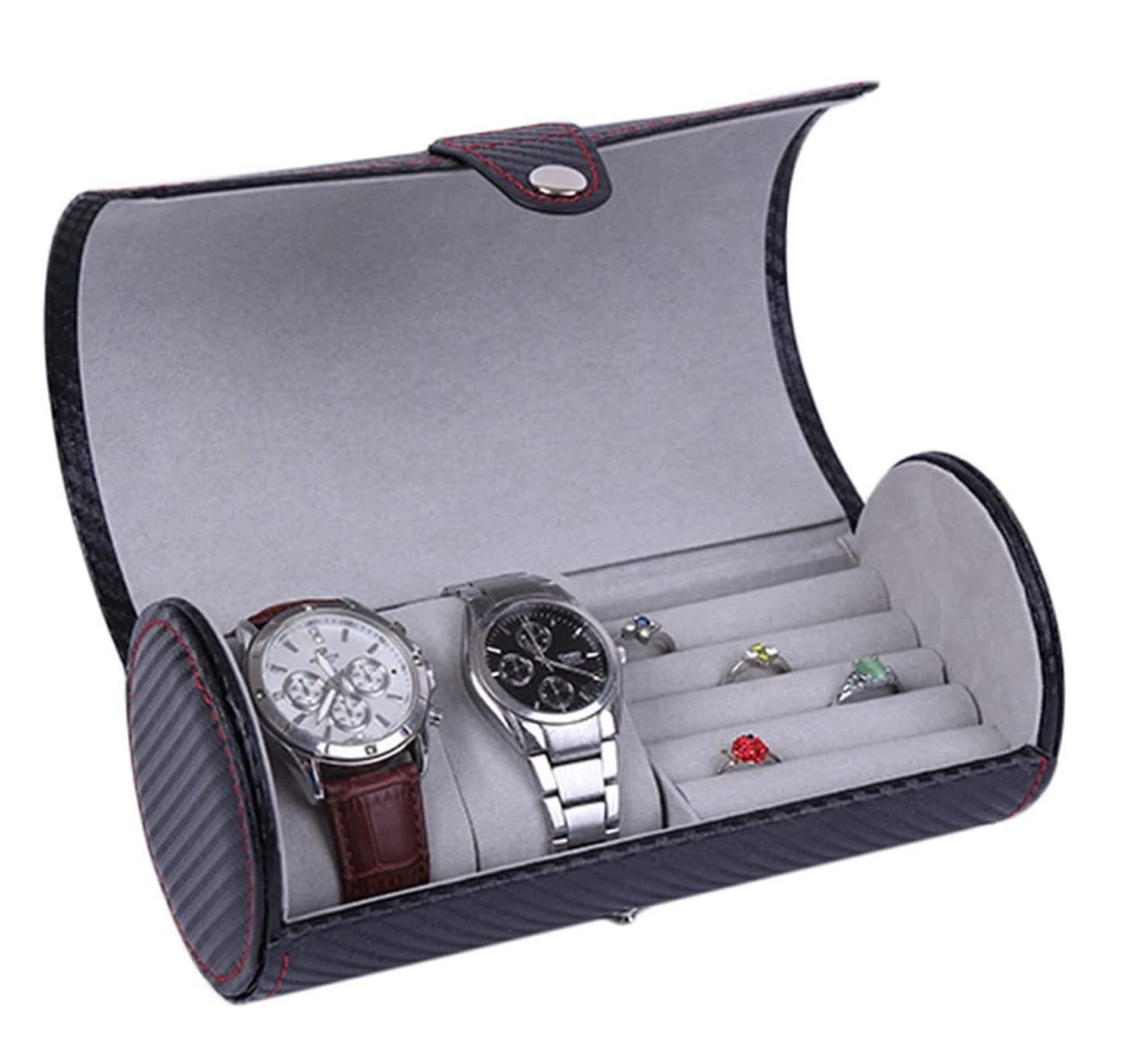 Custodia per Orologio Rotolo per Orologio Rotolo in Pelle PU Custodia per Orologio Portatile da Viaggio Porta Orologio da Polso Anelli per Bracciale Custodia per Orologio Scatola per Orologi