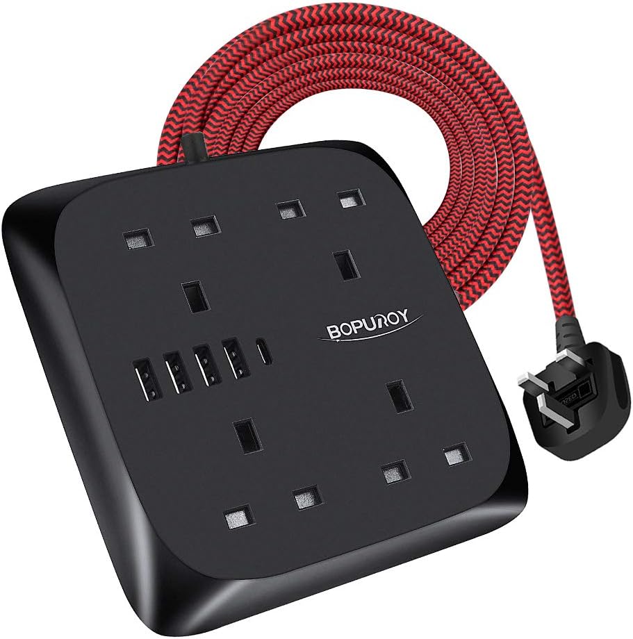 BOPUROY Extension Lead with USB Slots (Square)