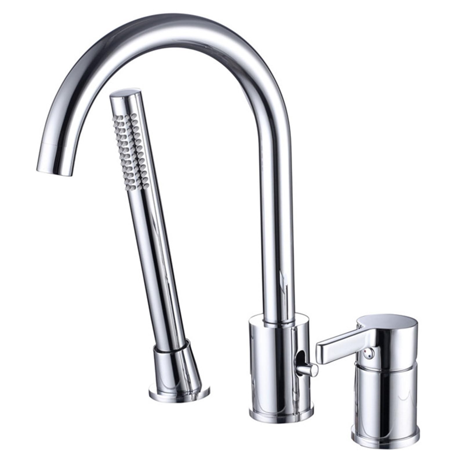 SnamicE 3 Hole Bath Taps Black Mixer Tap Bath Shower Mixer Tap with Handshower Single Handle,Chrome