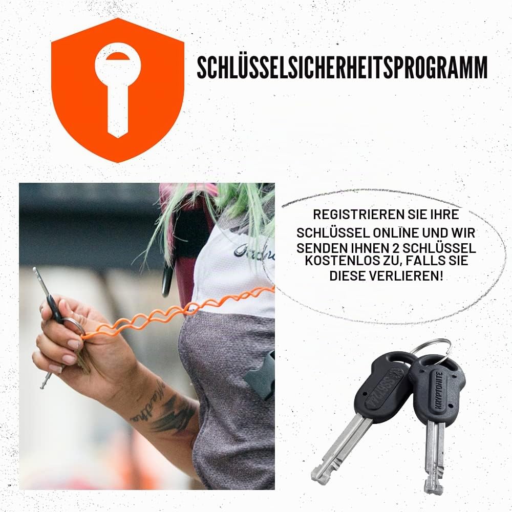 Kryptonite Kryptolock Standard Bügelschloss aus gehärtetem Stahl mit flexiblem Kabel und Flexframe-Halterung, Sicherheitslevel 6/10, für Fahrräder, E-Bikes & Scooter, 1,66 kg, 10,2 x 22,9 cm