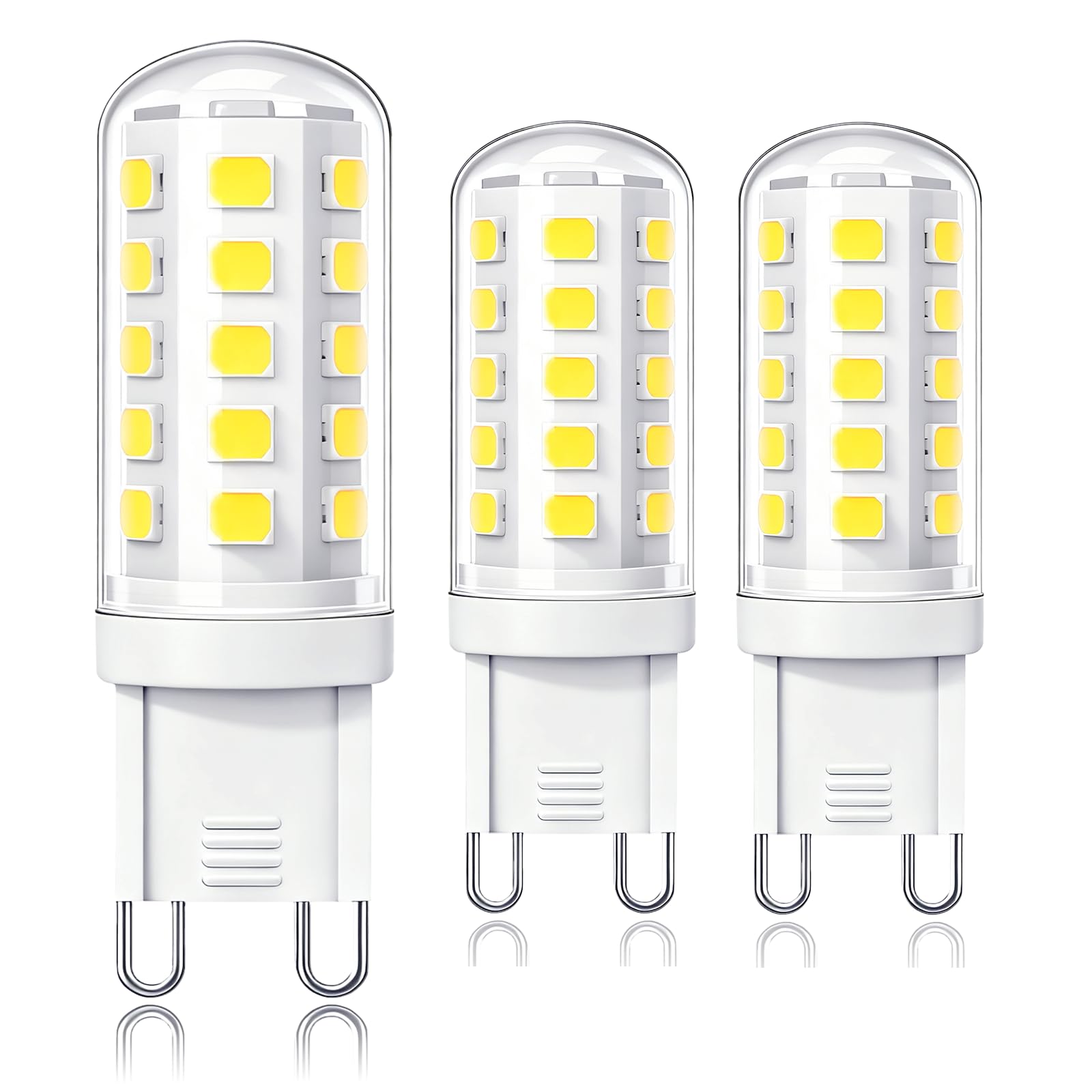 Cinsenten G9 Led Bulbs Cool White 3W 580LM Class B, Equivalent to 40W 33W 28W G9 Halogen Bulb, 6000K AC 220-240V No Flicker Non-Dimmable Energy Saving Light GU9 Bulbs for Home Lighting Pack of 3