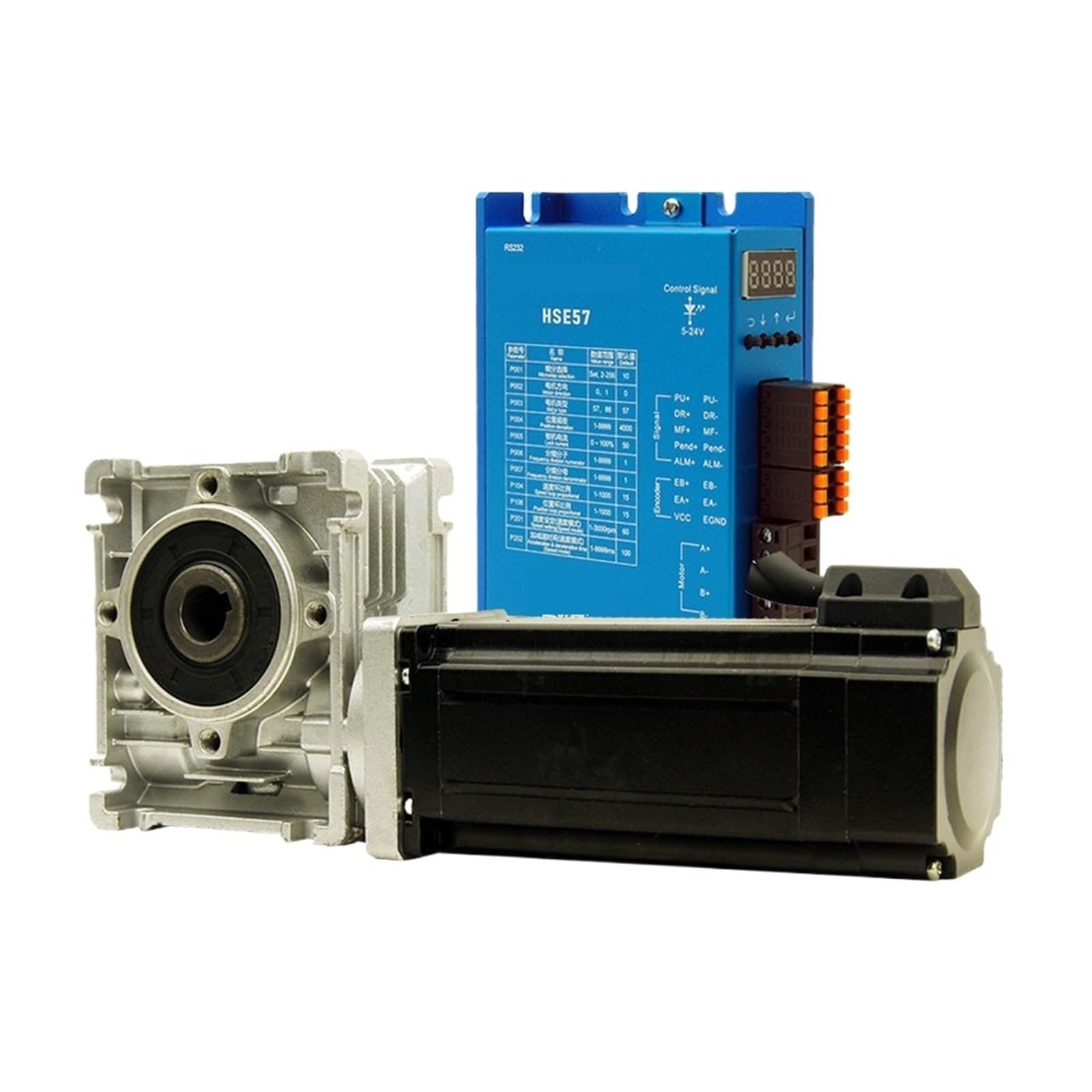 Motore passo-passo a circuito chiuso con riduttore a vite senza fine NEMA24 da 4,8 Nm, 5,8 A e kit driver 60HSEWG112+riduttore HSE57(Ratio 7.5 to 1,Without output shaft)