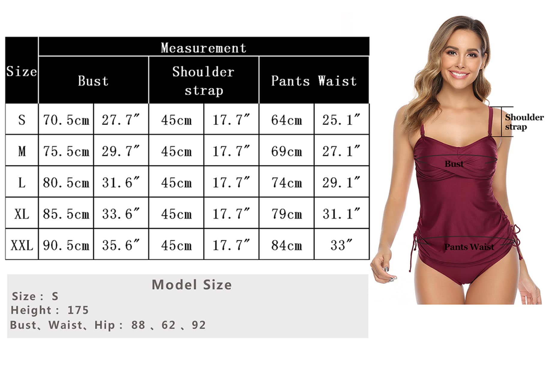 Sykooria Set di Costume da Bagno Donna 2 Pezzi Tankini Beachwear Costumi da Bagno Diviso Swimsuit Bikini Set Estivo per Mare Spiaggia Piscina Party Vacanza