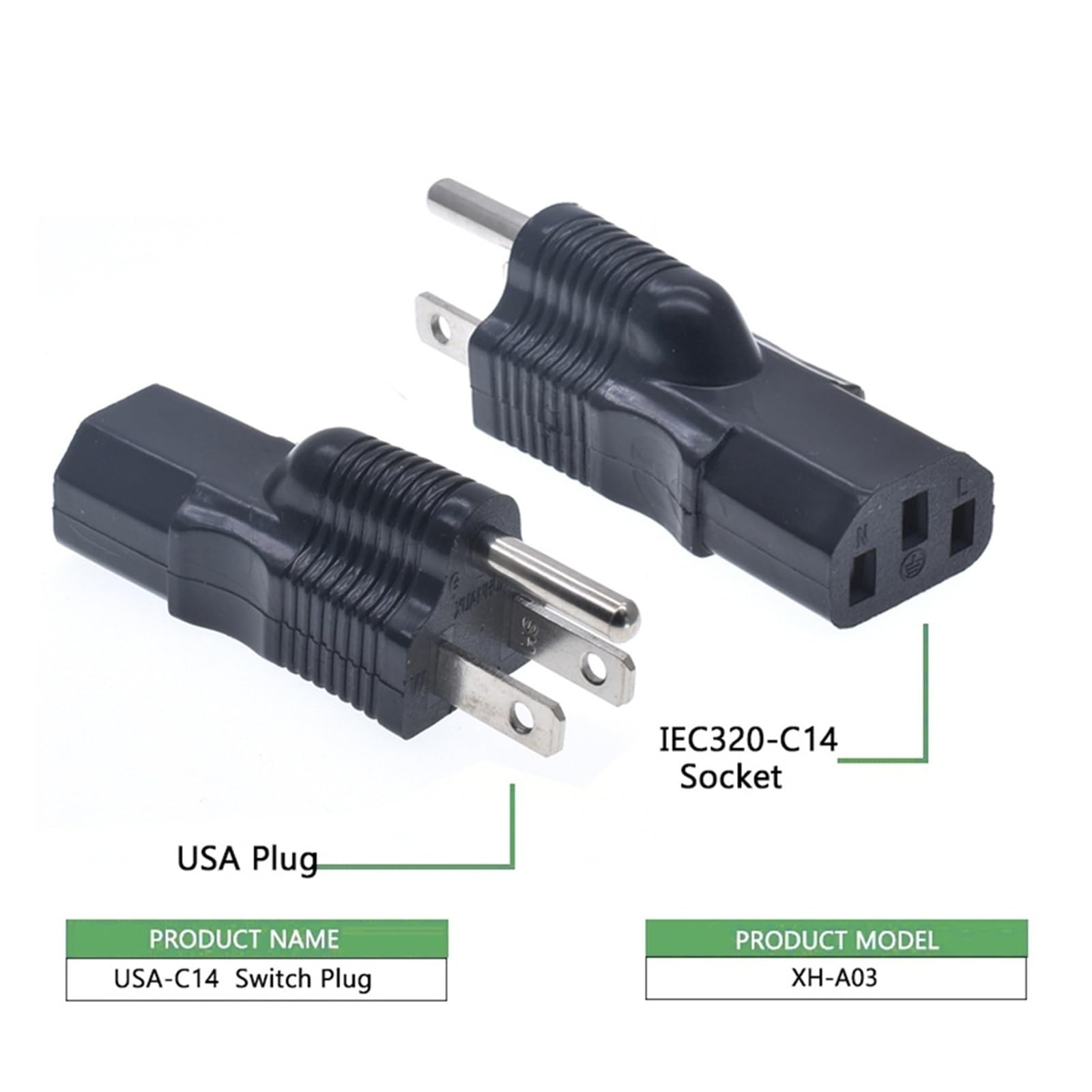 Netzteil-Steckerkonverter 5-15P auf IEC 320 C13-Adapter